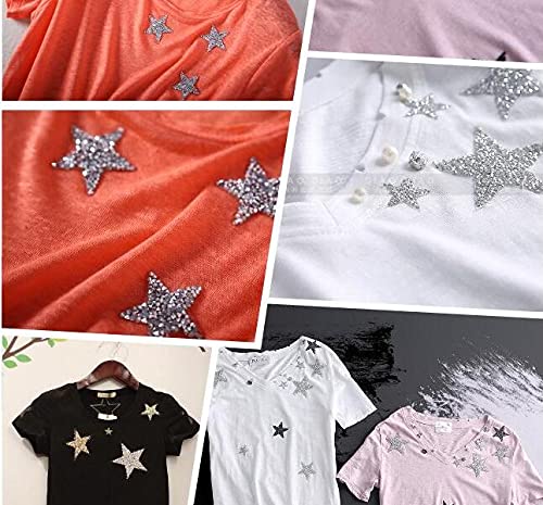 16 Pack Clear Rhinestone Star Iron-On Patches - Heat Transfer & Sew-On Glitter Applique for Clothes, DIY Crafts, Costumes | Perfect for Jackets, Jeans, Bags & Accessories