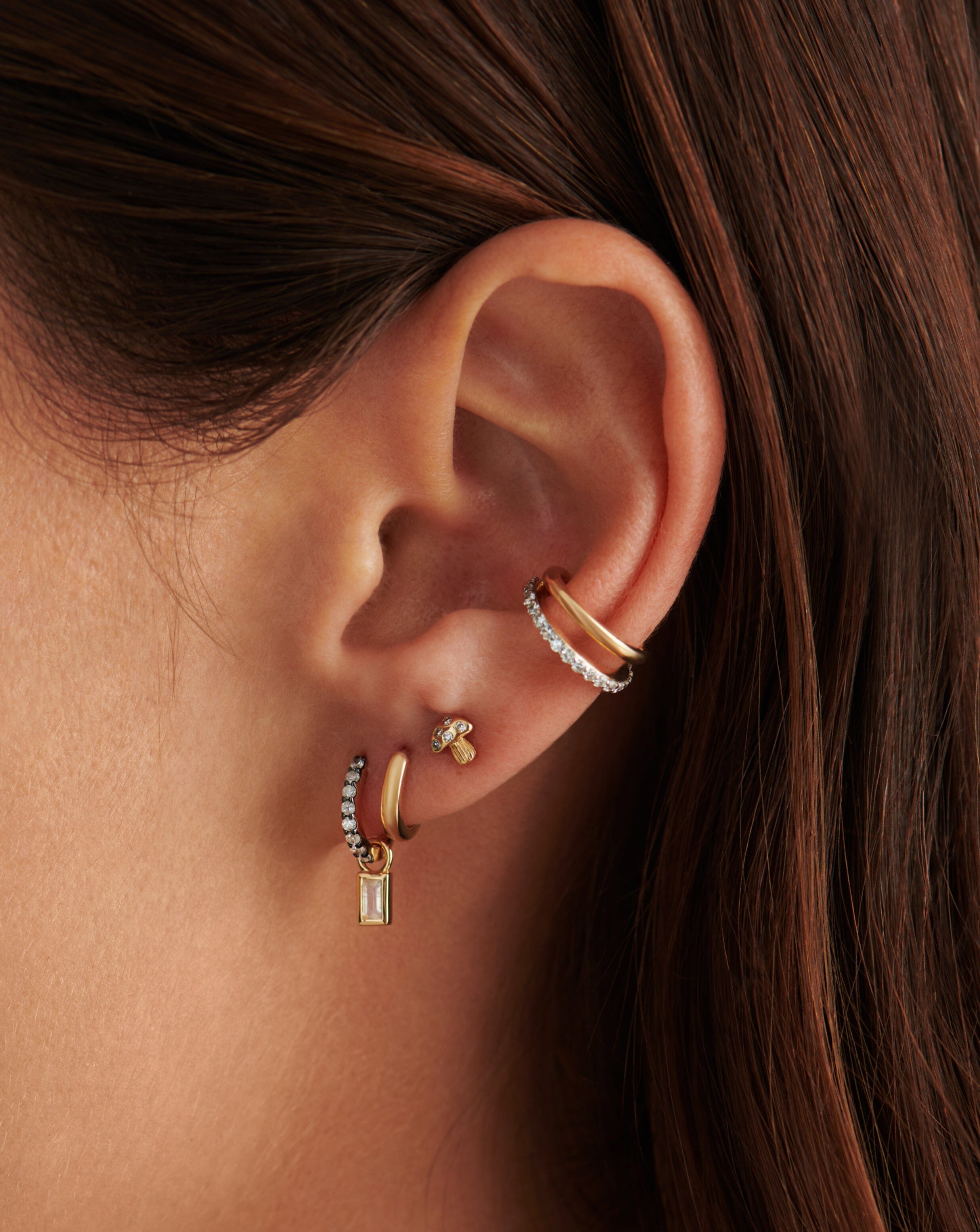 Exquisite Diamond Mushroom Stud Earrings for Women - Hypoallergenic 14K Gold Plated - Perfect for Everyday Wear & Special Occasions
