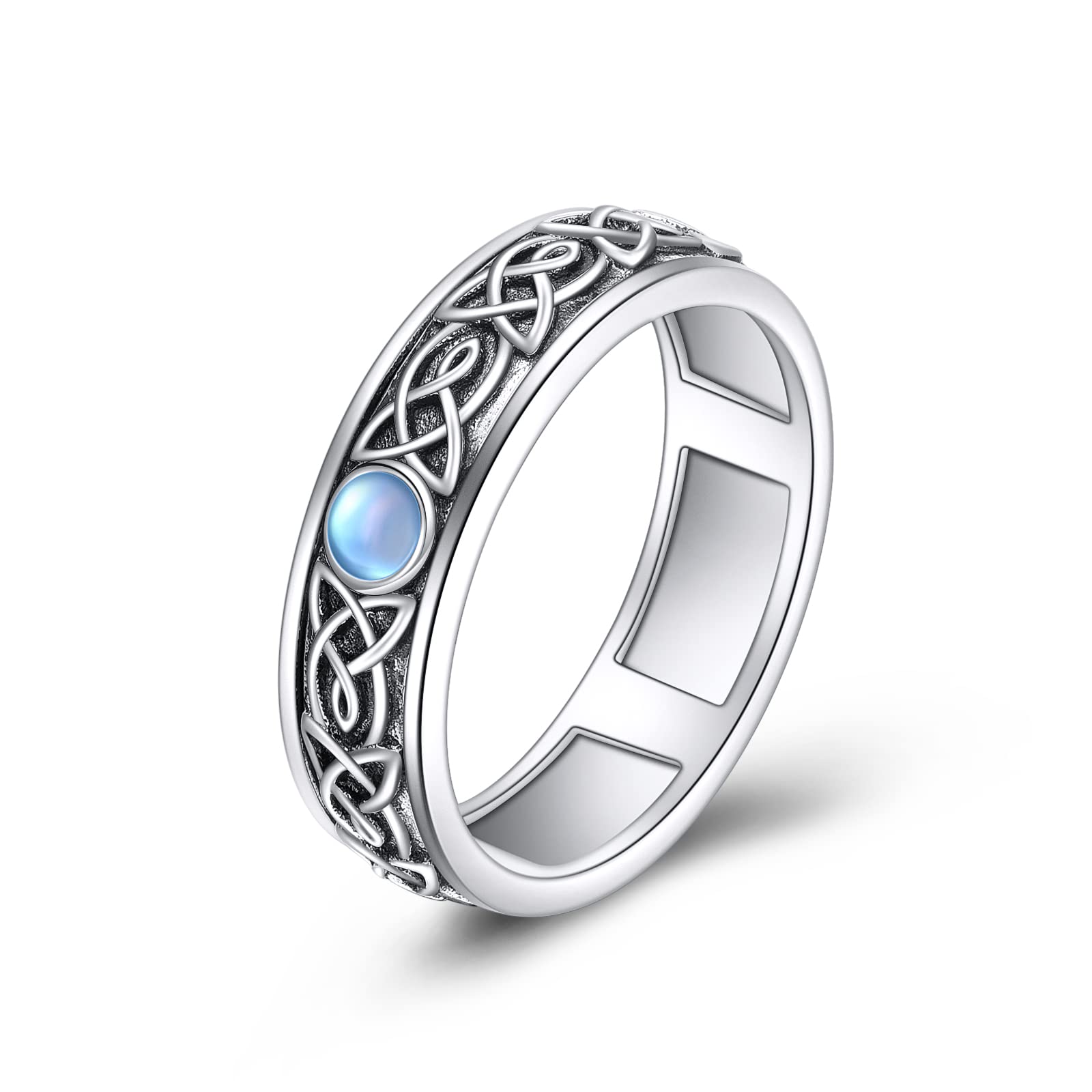 Sterling Silver Anxiety Spinner Ring for Women & Men - Rotatable Fidget Mood Ring to Relieve Stress & Worry - Perfect Gift for Anxiety Relief, ADHD, and Focus - Ideal for Office, Travel, and Daily Wear