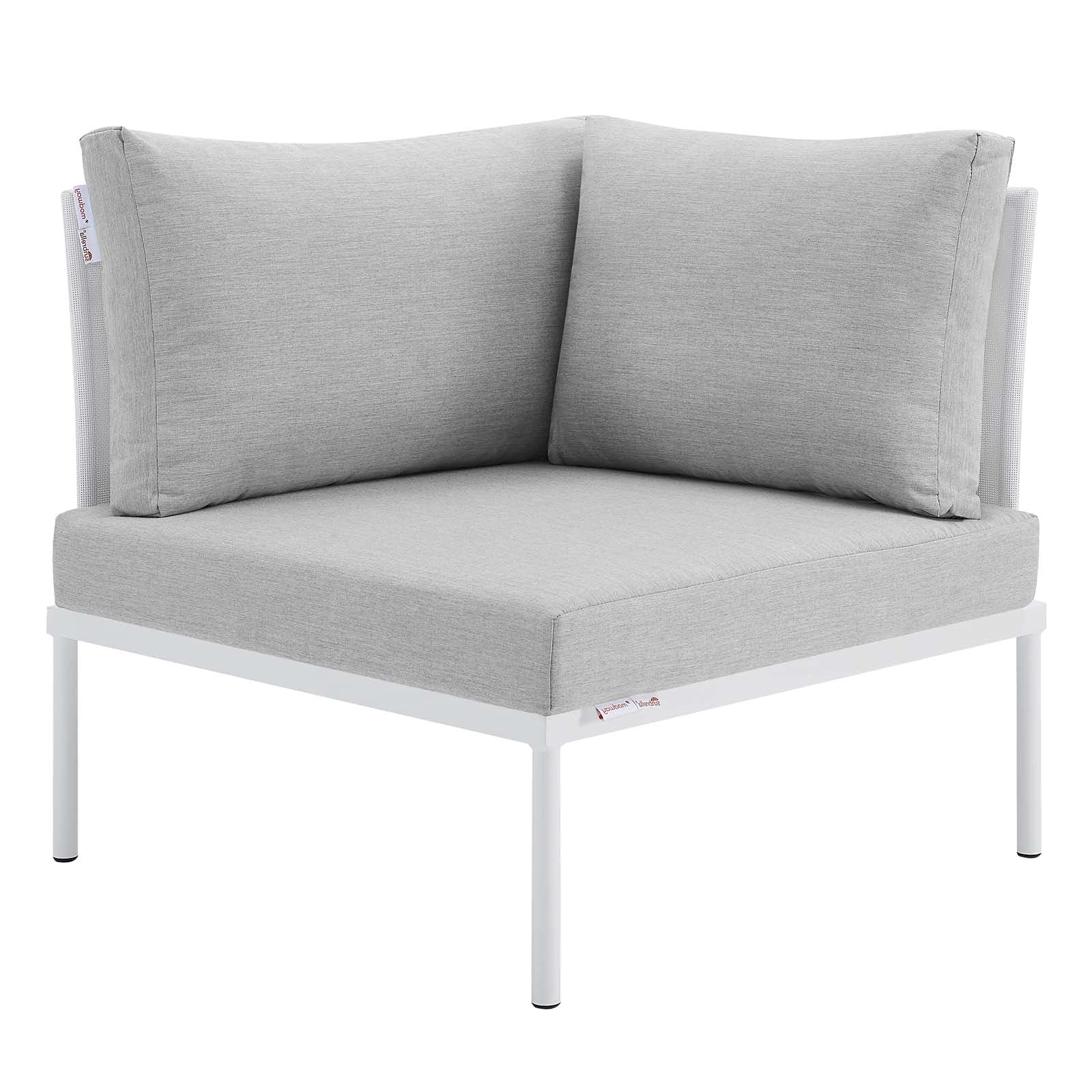 Modern Outdoor Patio Lounge Sectional Sofa Set with Chair & Table - Aluminum Frame in White & Gray - Perfect for Backyard, Poolside & Garden Relaxation