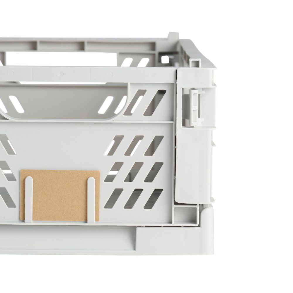 DESIGNSTUFF Large Collapsible Storage Crate with Slant Design - 50x33cm, Grey - Perfect for Home Organization, Laundry Basket, or Pet Supplies Storage