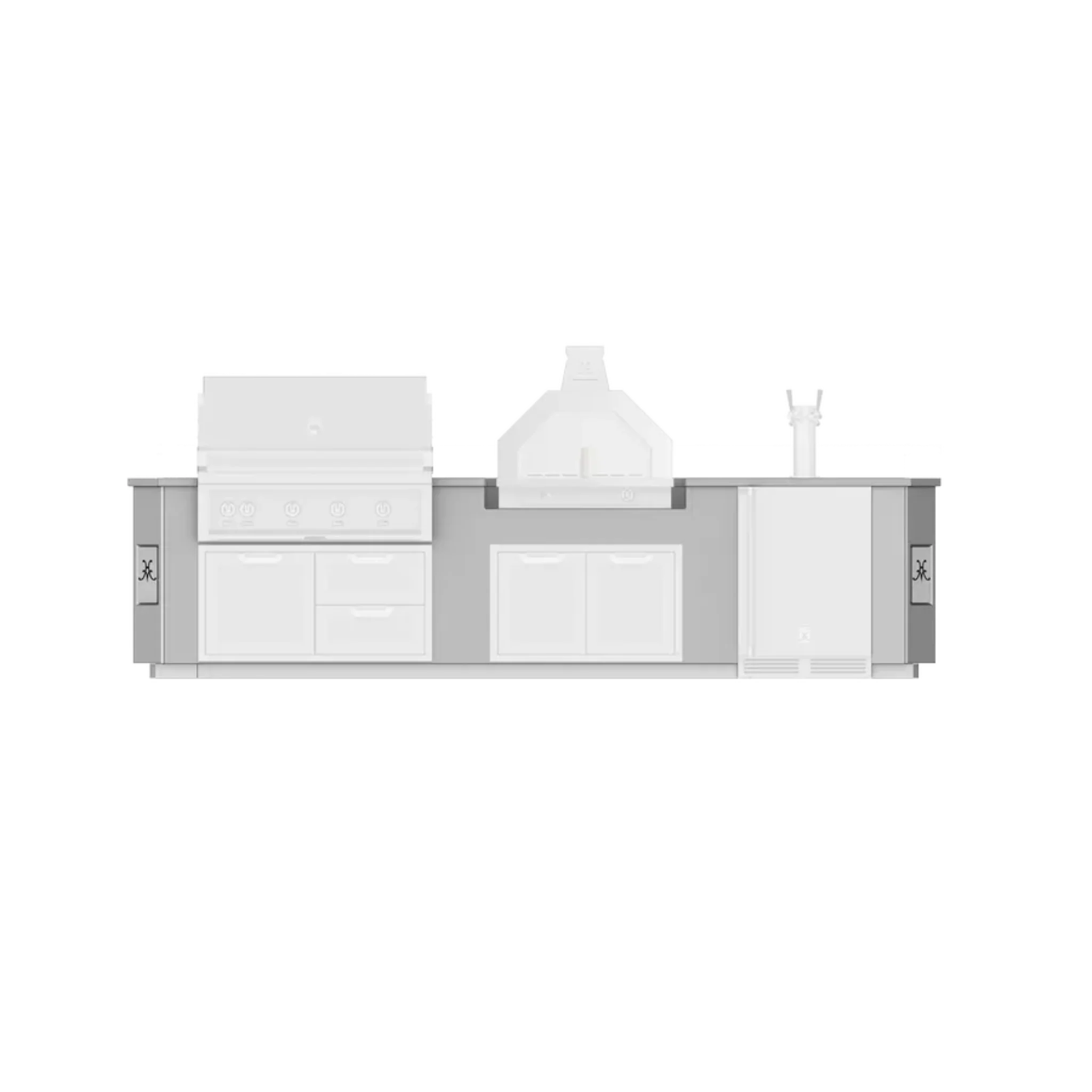 Hestan GESC12 12 Ft. GE Series Kitchen Island with Pizza Oven Cutout - Perfect for Outdoor Cooking & Entertaining