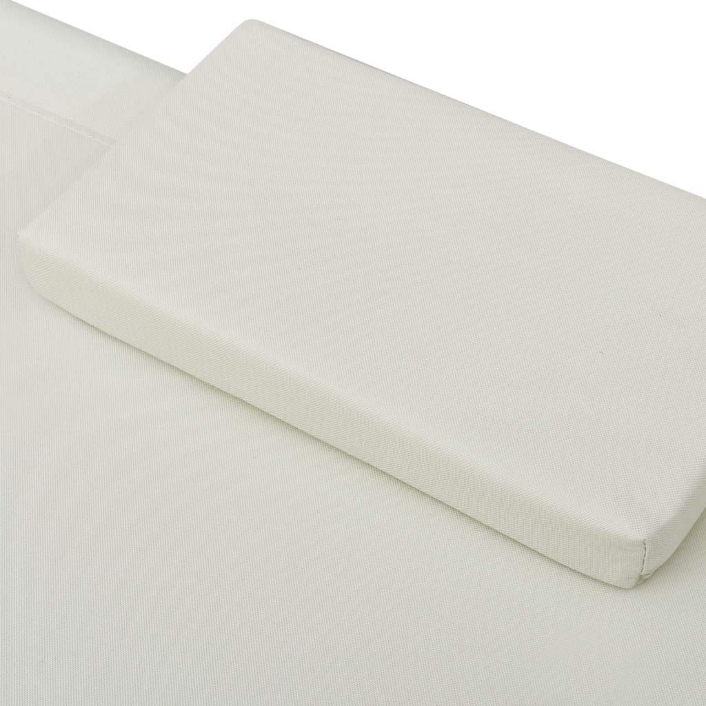 Premium Outdoor Double Chaise Lounge Bed with Adjustable Headrest Pillows - Patio Hammock Bed for Sunroom, Garden, Courtyard & Poolside - Cream White - Perfect for Relaxing, Sunbathing & Outdoor Lounging