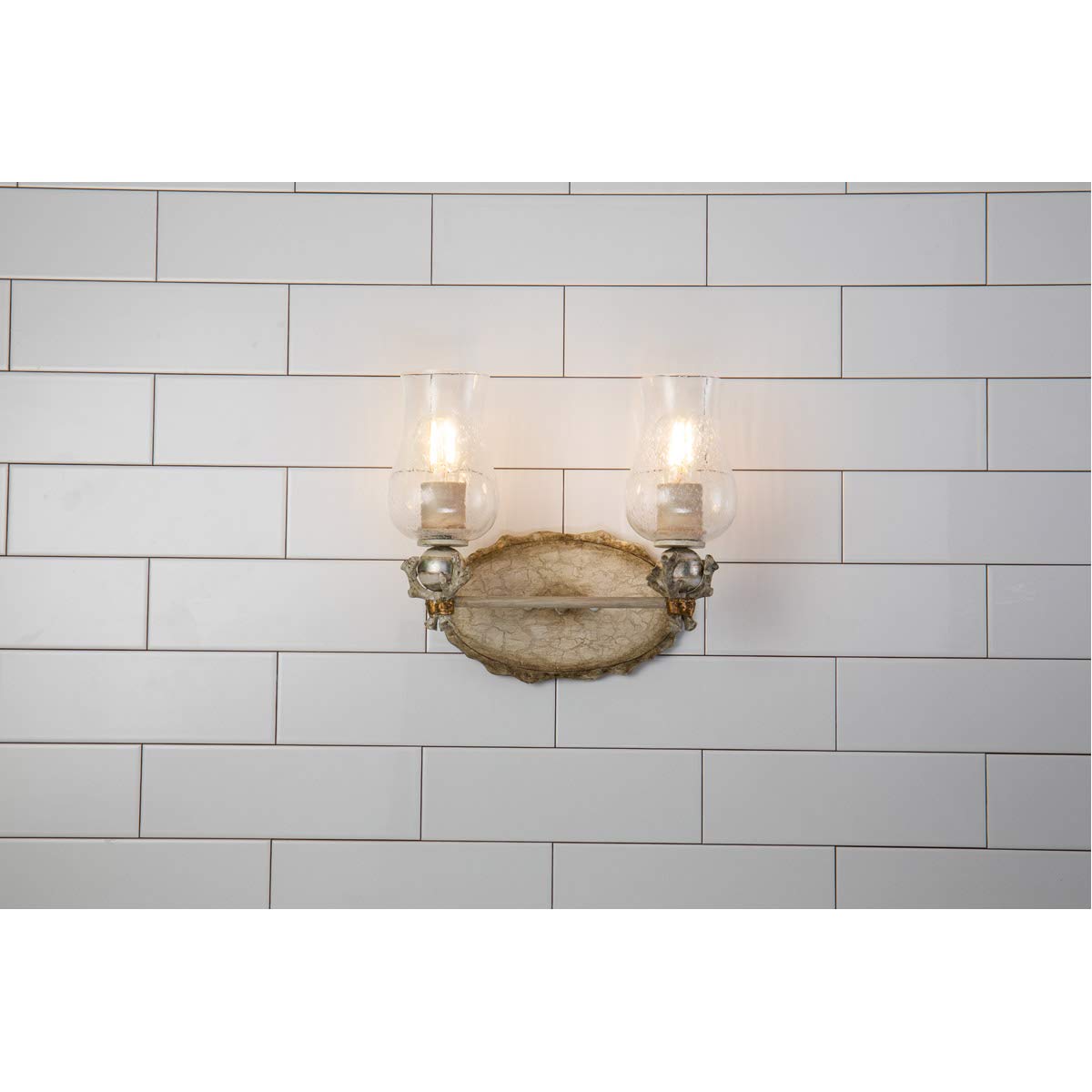 Lucas McKearn Trellis 2-Light Metal Bathroom Vanity Light in Neutral Cream/Silver - Modern Fixture for Bathroom, Powder Room, and Dressing Area Lighting
