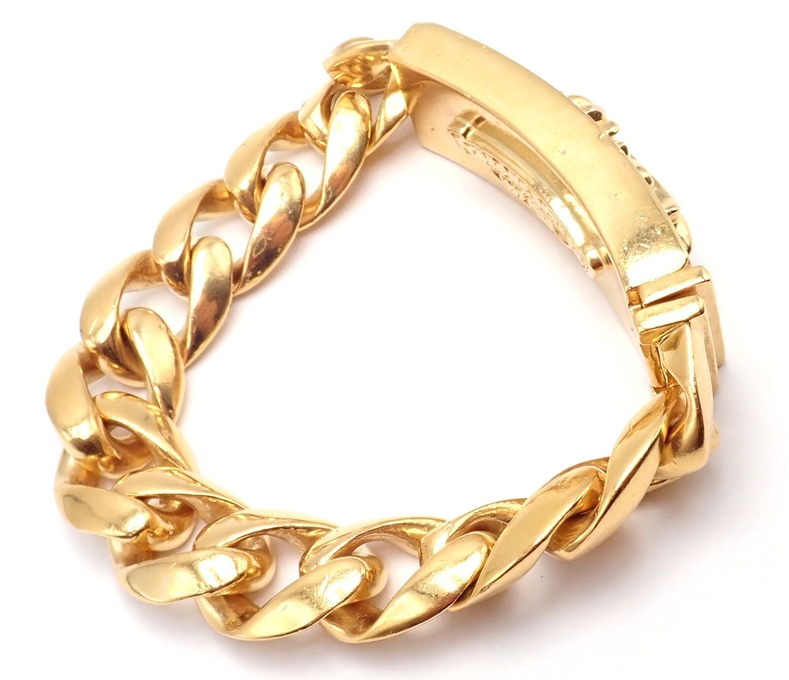 Authentic Chrome Hearts 22k Yellow Gold Diamond Heavy Link ID Bracelet for Men & Women - Luxury Vintage Jewelry Gift for Anniversary, Birthday & Special Occasions