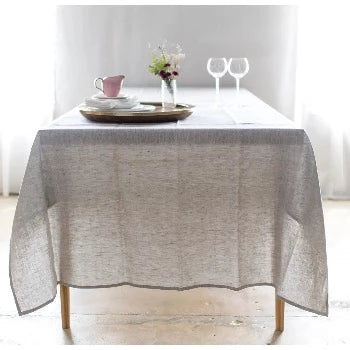 Premium Oatmeal Linen Tablecloth - Natural & Elegant Dining Table Cover for Farmhouse, Rustic & Boho Decor - Perfect for Dinner Parties, Weddings & Everyday Use