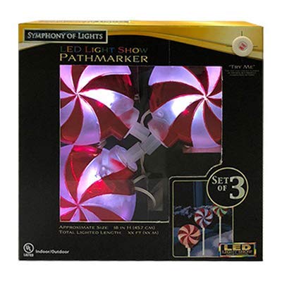 Brite Star 48-556-55 LED Christmas Path Markers - Metallic Candy Design, 5.5-inch, 3-Pack (Set of 6) - Perfect for Holiday Walkway and Garden Decorations