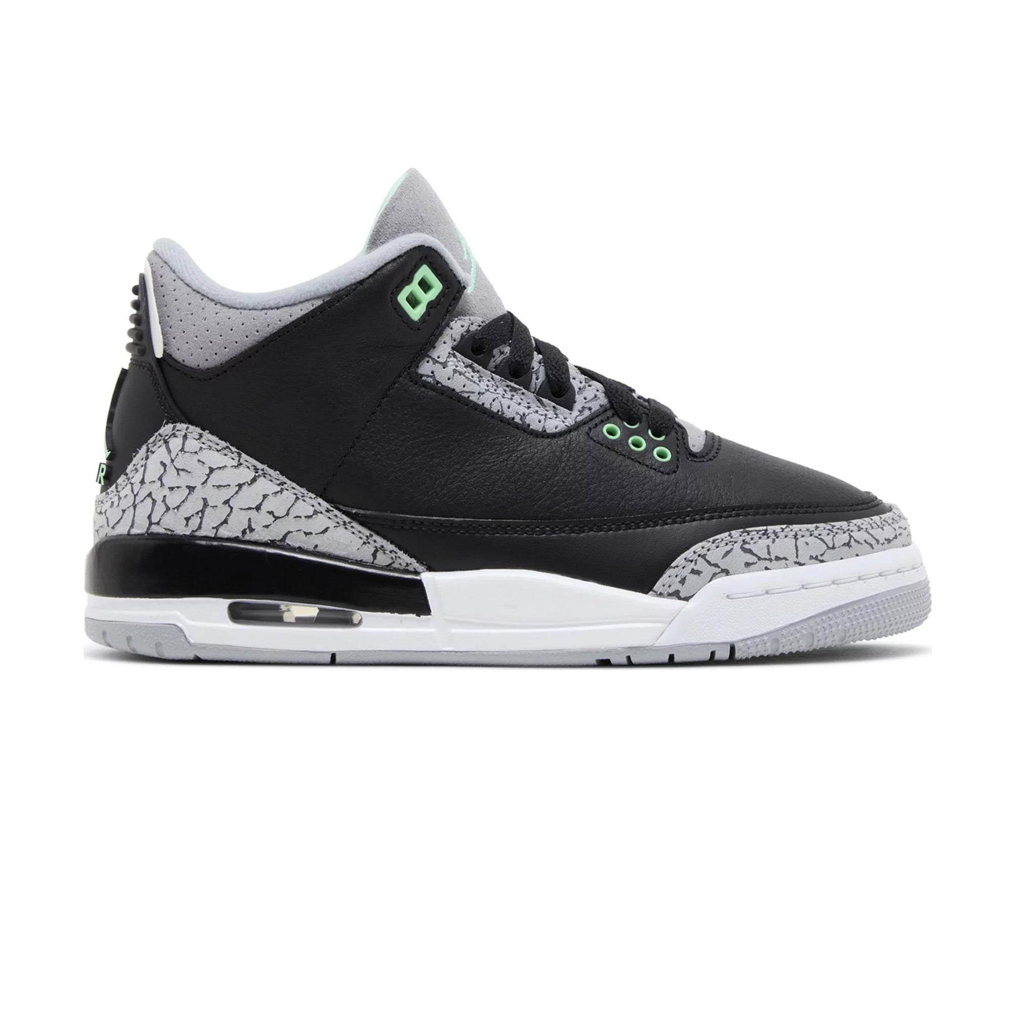 Air Jordan 3 Retro 'Green Glow' GS Sneakers for Women & Girls (2024) - Comfortable Basketball Shoes for Casual Wear & Street Style Fashion