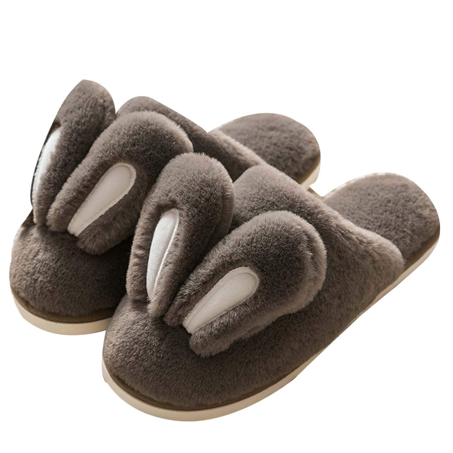 Hopelong Women's Plush Rabbit Ears Slippers - Non-Slip Fluffy Indoor House Shoes with Warm Faux Fur for Women | Perfect for Home, Lounge & Winter Comfort