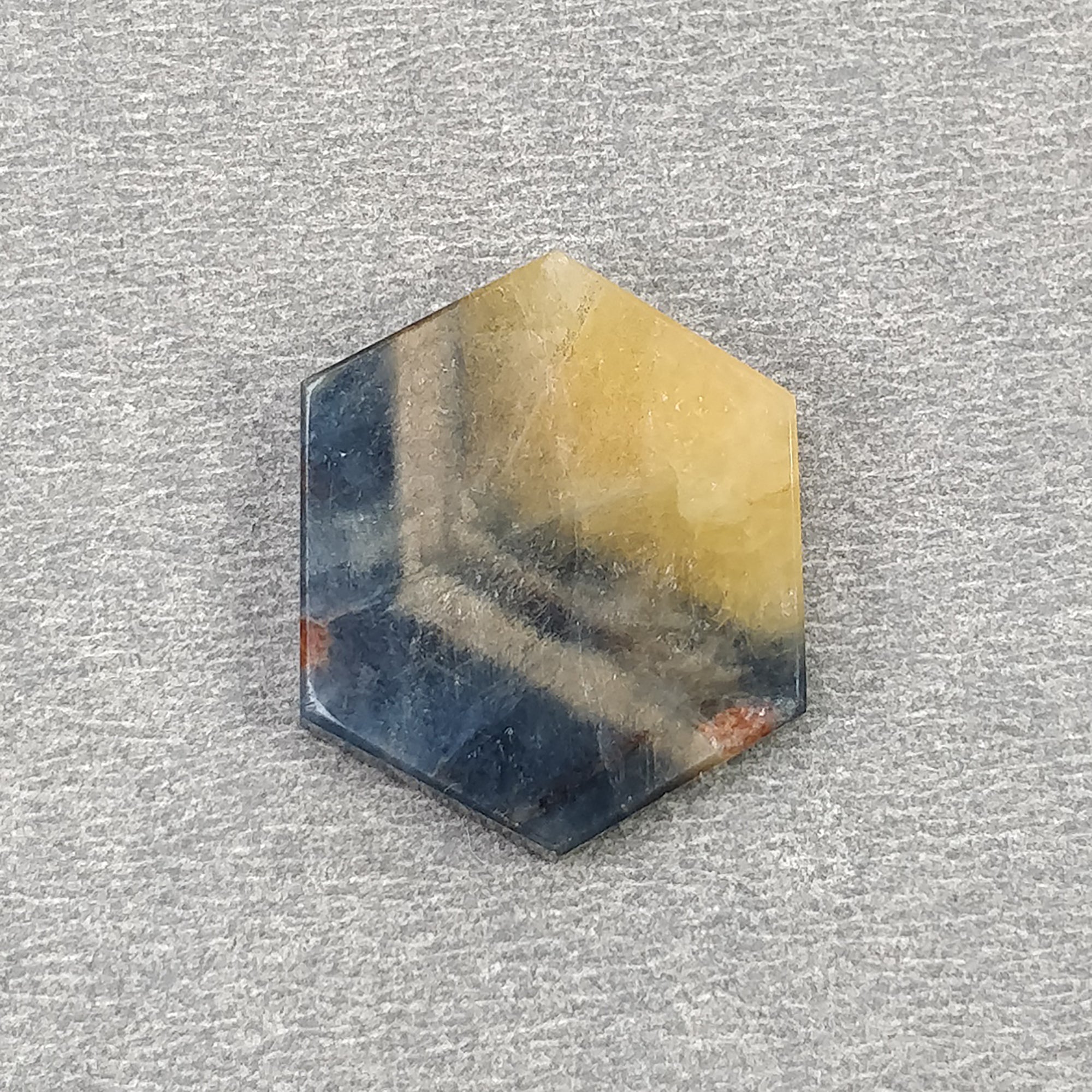 Natural Untreated Golden Brown Bi-Color Sapphire Gemstone Flat Slice - 20.65cts Hexagon Shape 22x18mm for Jewelry Making, Wire Wrapping & Crystal Healing