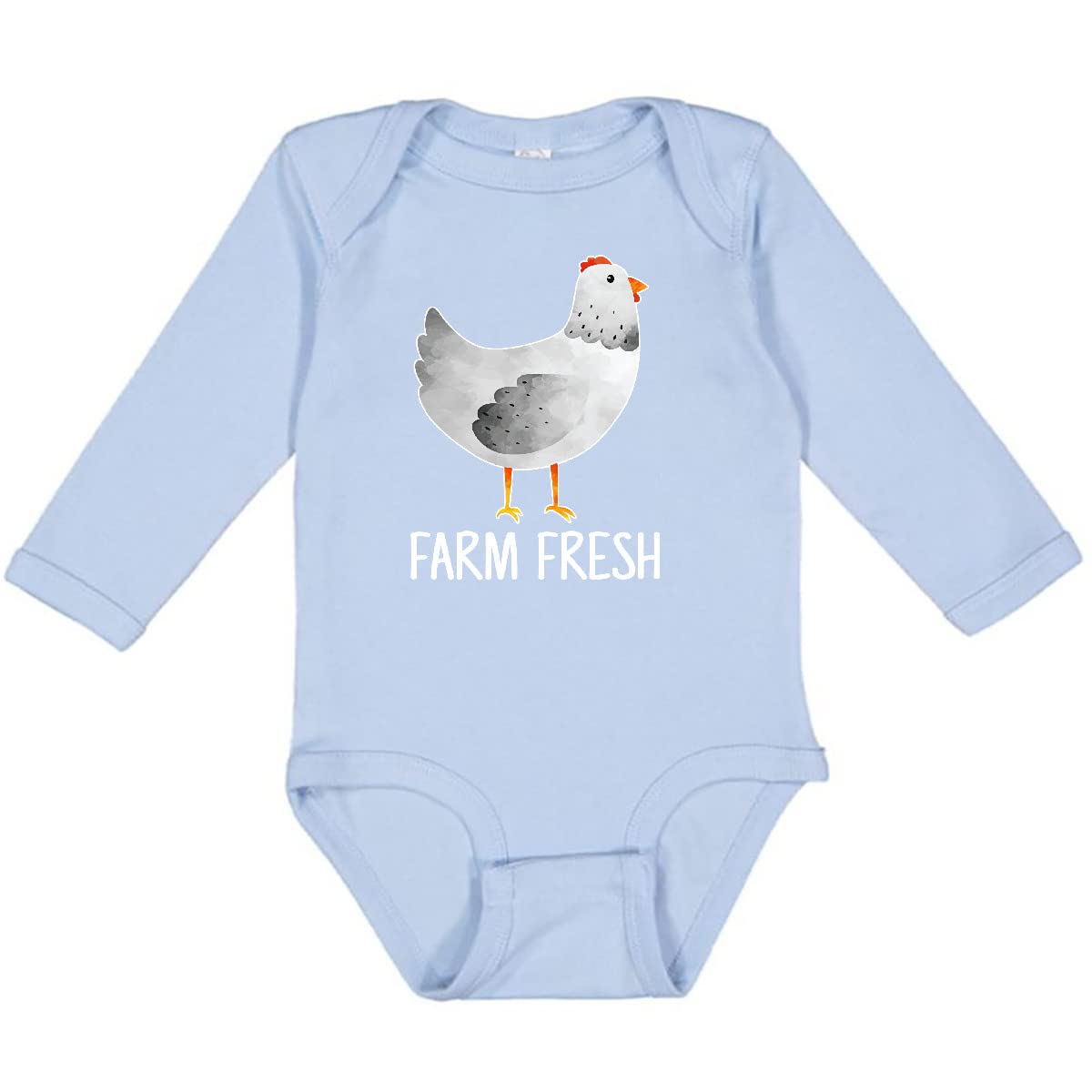 Inktastic Farming Chicken Farm Fresh Long Sleeve Baby Bodysuit - Cute Farm Animal Outfit for Newborns & Infants - Perfect for Family Photos, Farm Visits & Playdates