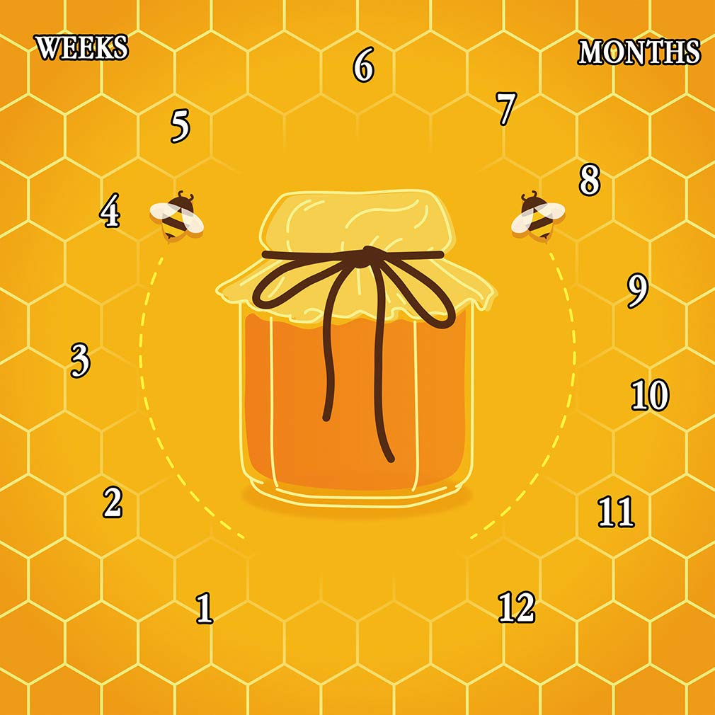 Honeycomb Bee Photography Backdrop - 40x40 Inch Soft Fabric Baby Milestone Blanket & Shower Growth Tracker with 2 Bonus Markers (LHFS1090) - Perfect for Newborn Photos, Monthly Milestones & Baby Shower Decorations