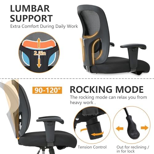 Heavy Duty Big and Tall 500lbs Capacity Ergonomic Mesh Office Chair - Executive Desk Chair with Lumbar Support, Rolling Swivel Computer Chair for Men & Women (Black) - Perfect for Home Office, Gaming, and Long Work Sessions