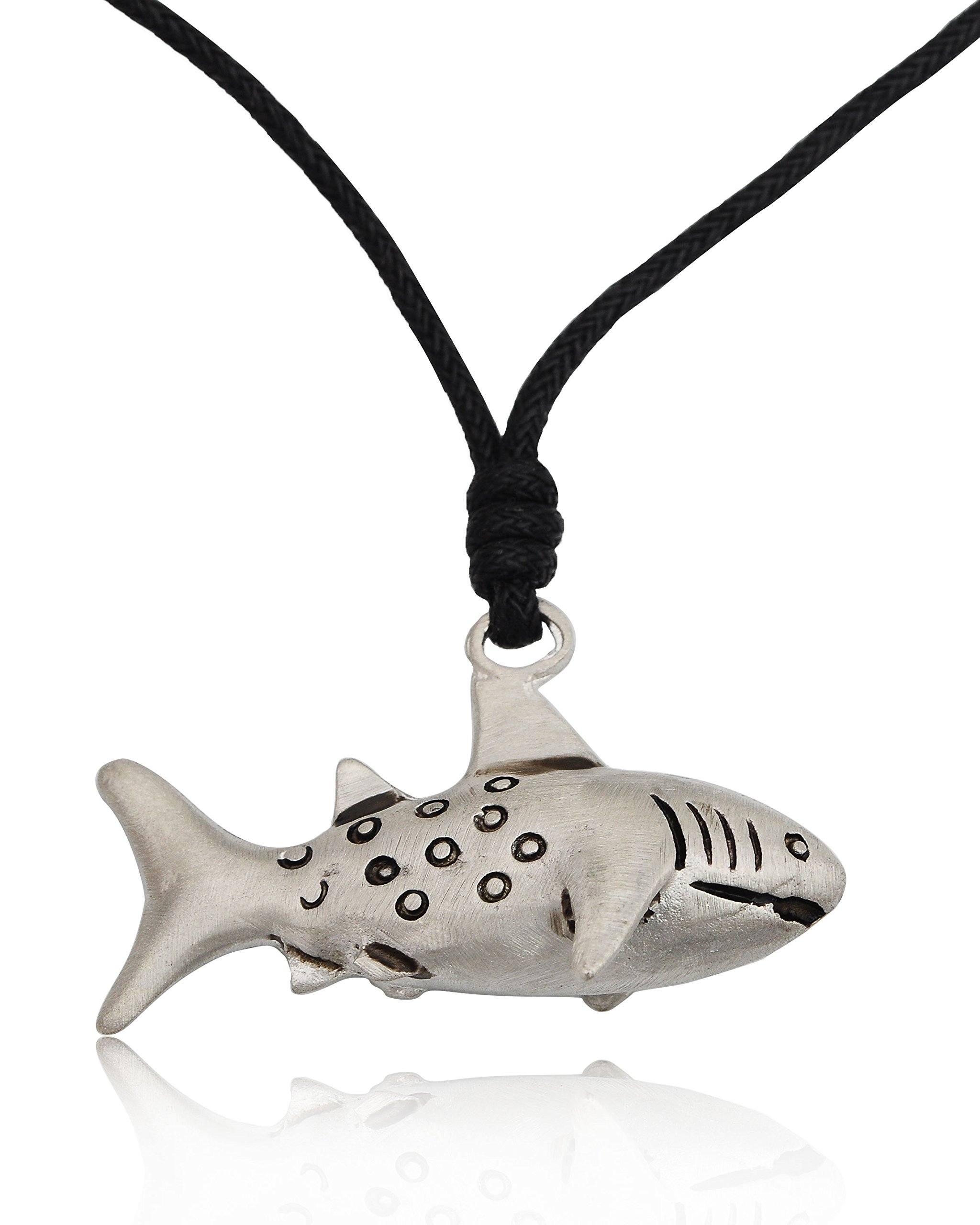 Shark Hunter Silver Pewter Charm Necklace - Unique Pendant Jewelry for Men & Women - Perfect for Beach Outings, Ocean Lovers & Adventure Enthusiasts