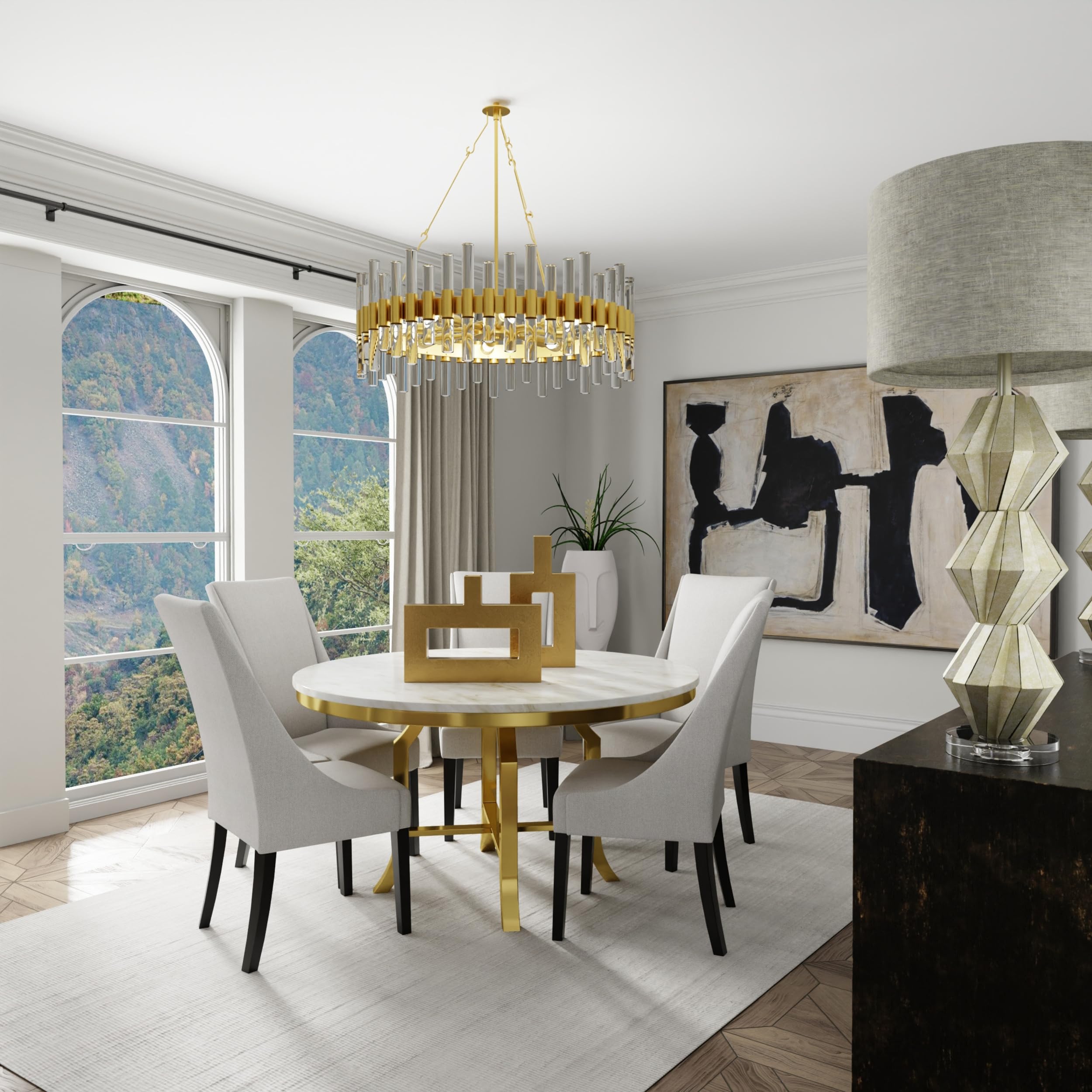 Elegant Gold Leaf Resin Vase - Tall Pont Vase for Home Decor, Wedding Centerpieces, and Luxury Tabletop Displays
