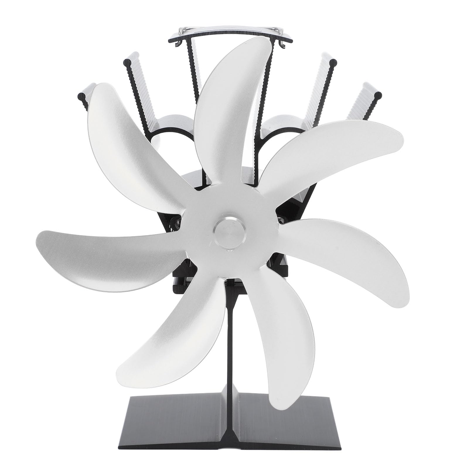 **Heat Powered Wood Stove Fan - 7 Blade Aluminum Alloy Fireplace Fan for Wood Log Burners & Stoves - Efficient Heat Circulation for Cozy Home Heating (Silver)**    *(Perfect for Fireplace, Wood Stove, or Pellet Stove to Distribute Warm Air & Reduce Heating Costs)*