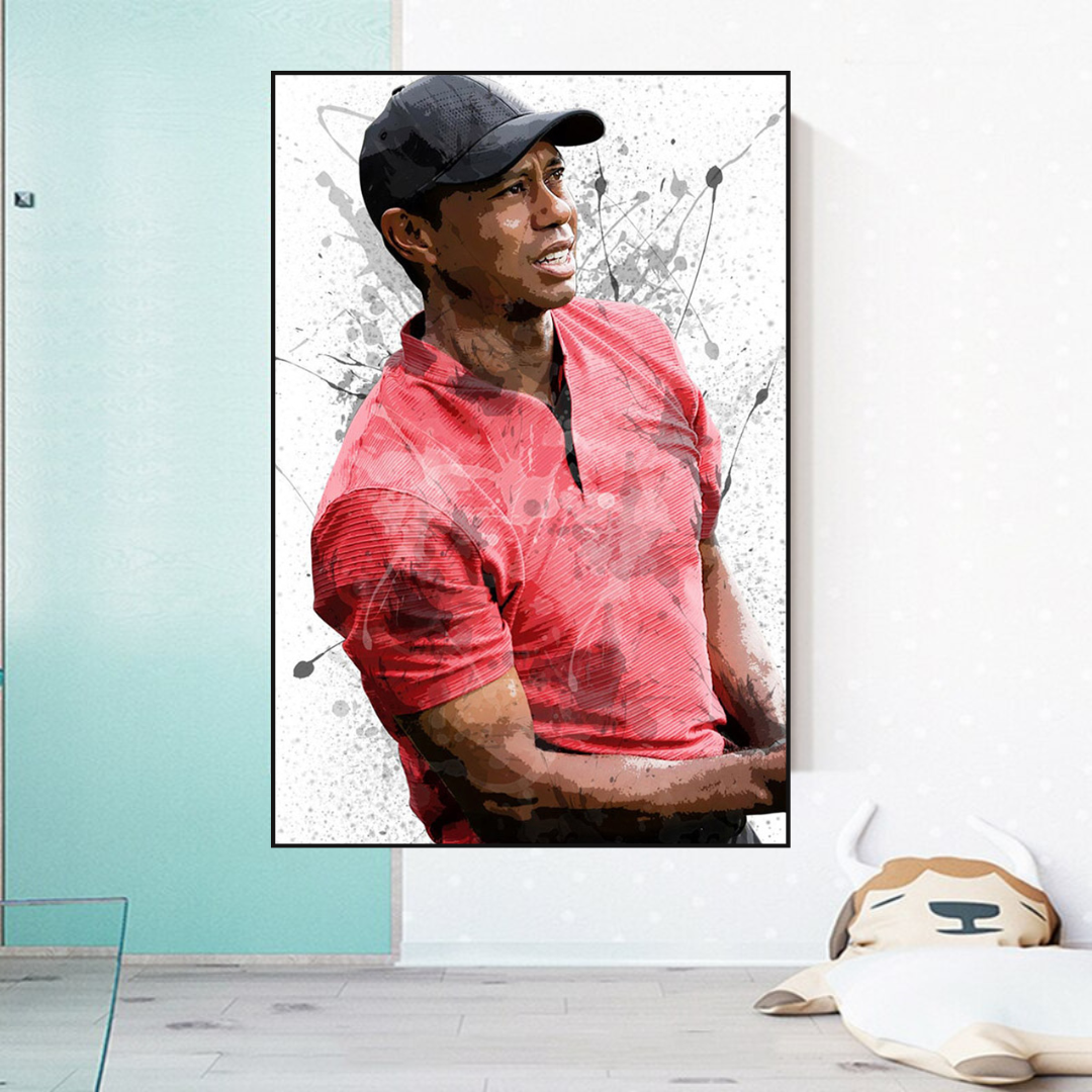 Tiger Woods Canvas Wall Art - High Quality Sports Decor for Golf Fans | Perfect for Home, Office & Man Cave Decorations