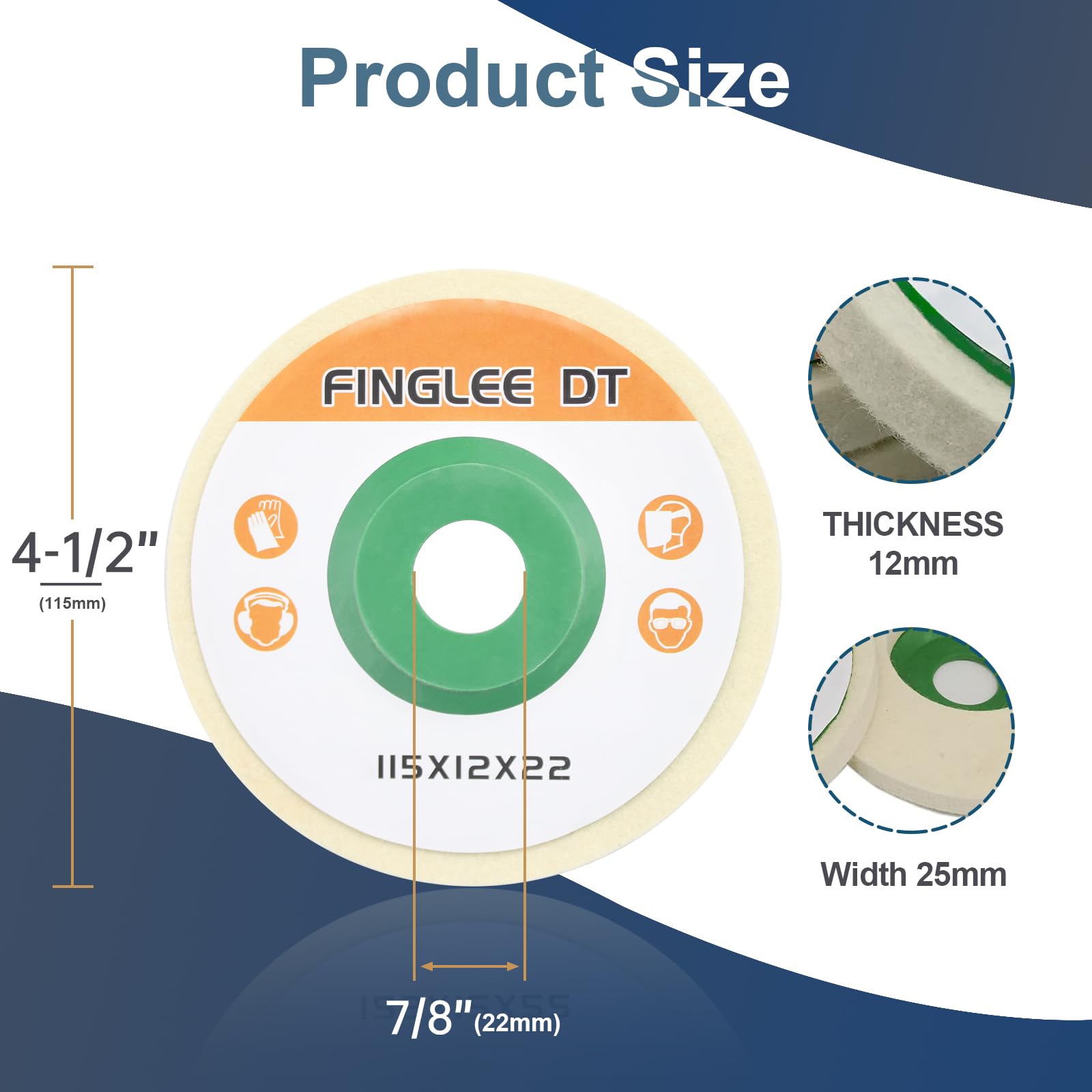 10Pcs 4-1/2 Inch Wool Felt Polishing Wheel Discs for Angle Grinder & Rotary Tools - Abrasive Buffing Pads for Metal, Wood & Jewelry Polishing - Perfect for DIY, Automotive & Metalworking Projects