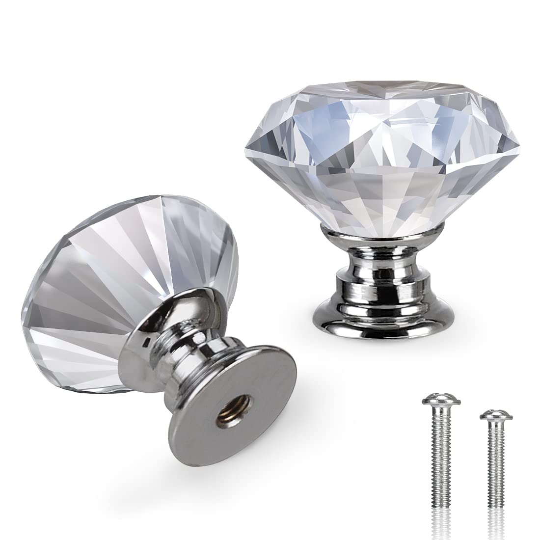 10 Pack Crystal Cabinet Knobs - 30mm Diamond Glass Drawer Pulls for Dresser, Kitchen & Bathroom Cabinets | Elegant Home Decor & Furniture Upgrade