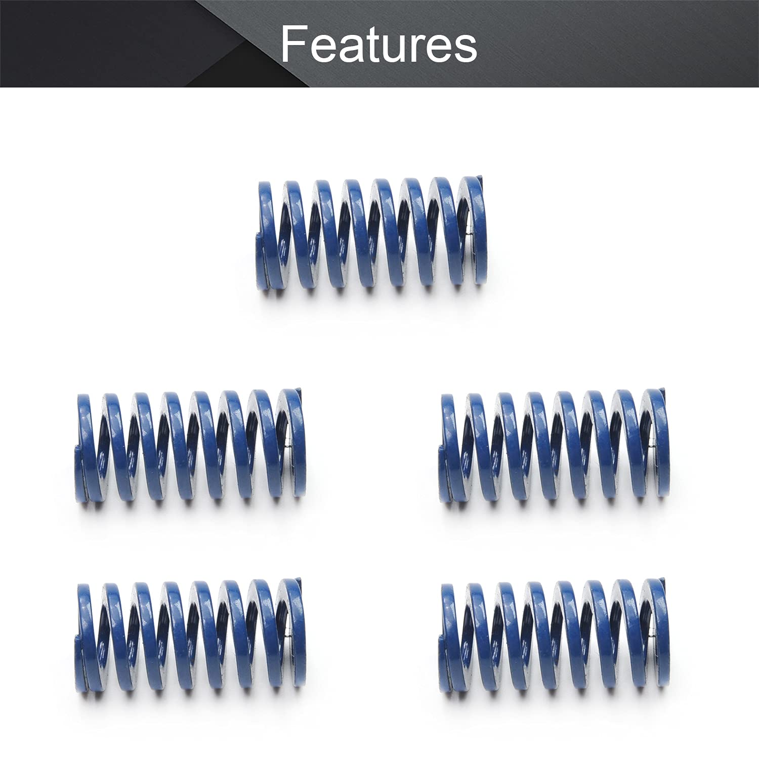MroMax 3D Printer Die Springs - 10mm OD 20mm Long Spring Steel Compression Springs for 3D Printer Bed Leveling (Blue, 5Pcs) - Perfect for Light Load Stamping, Mould Dies & 3D Printer Bottom Connection