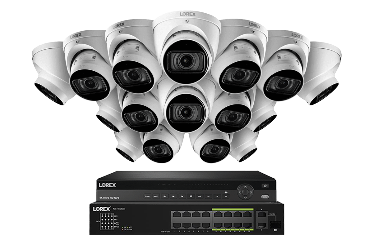 Lorex 4K 8TB Wired NVR Security System with 32 Camera Capacity & Nocturnal 3 Smart IP Dome Cameras - Motorized Varifocal Lens, 30FPS Recording for Home & Business Surveillance