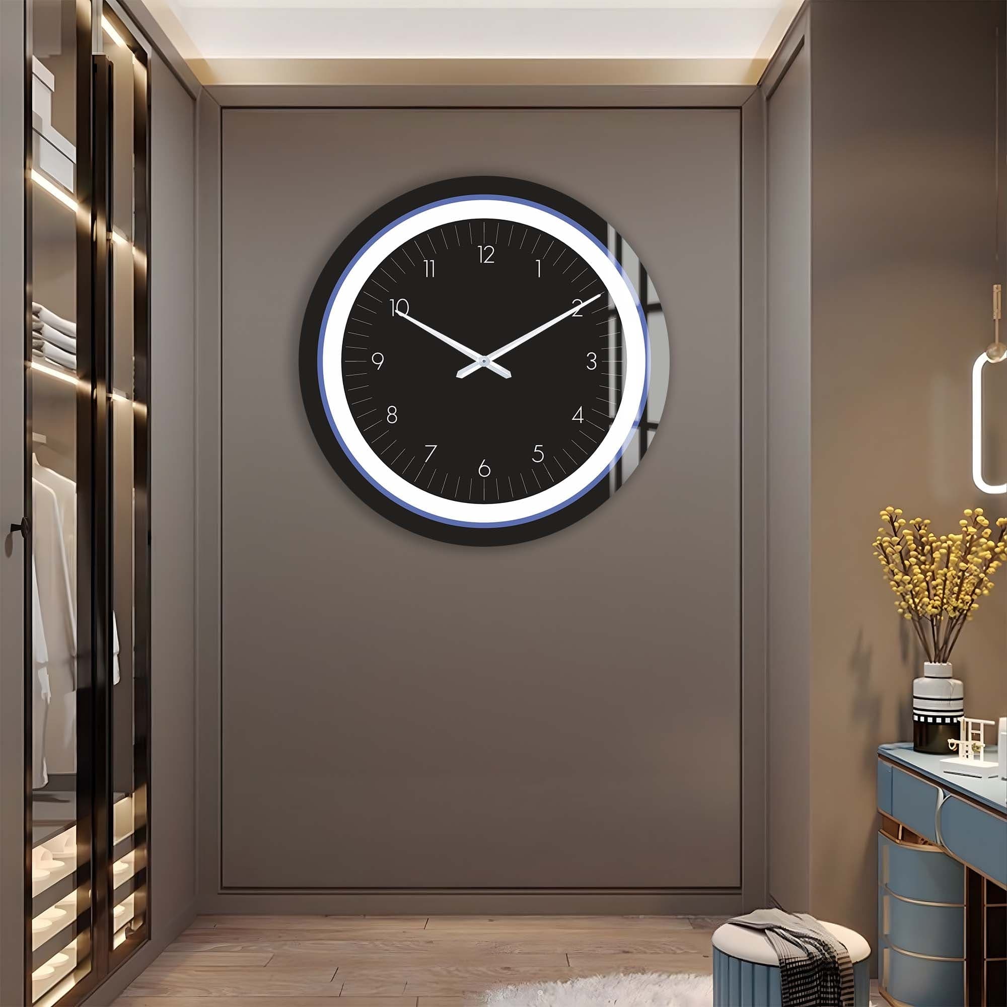 Sapphire Touch II Glass Wall Clock - Elegant Modern Design for Home, Office & Living Room Decor