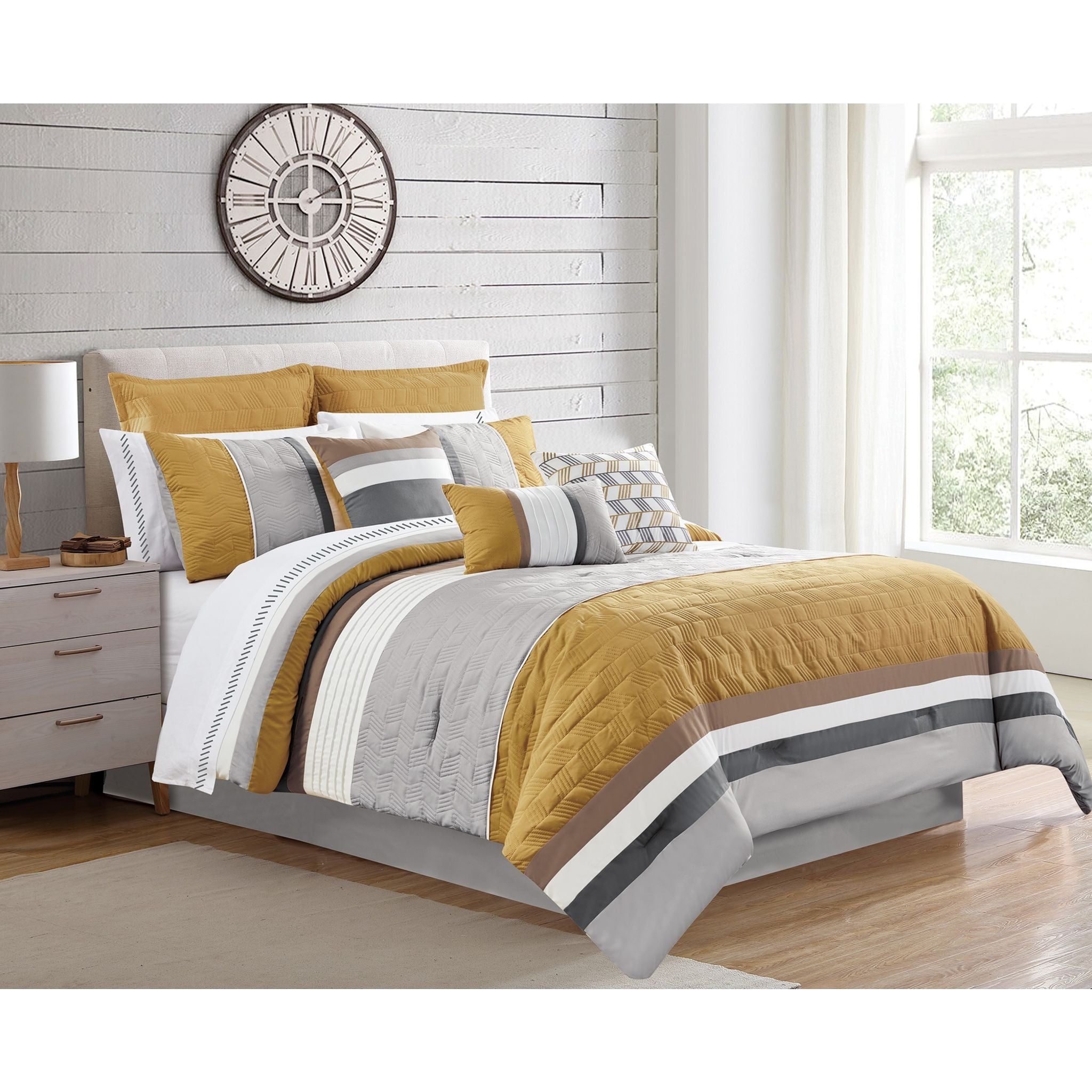 Brandon Comforter Set - Queen Size 8-Piece Bedding Set with Comforter, Sheets & Pillowcases | Ultra Soft Microfiber for All-Season Comfort | Perfect for Master Bedroom, Guest Room & Dorm Decor