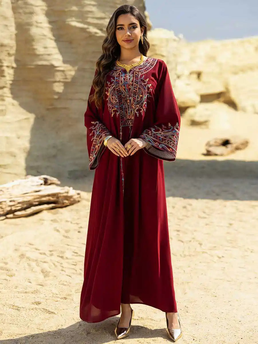 Elegant Eid Dress with Rope Embroidery - Wrinkle-Free Caftan Kafta Dress #25461 for Women | Perfect for Eid Celebrations, Weddings & Special Occasions