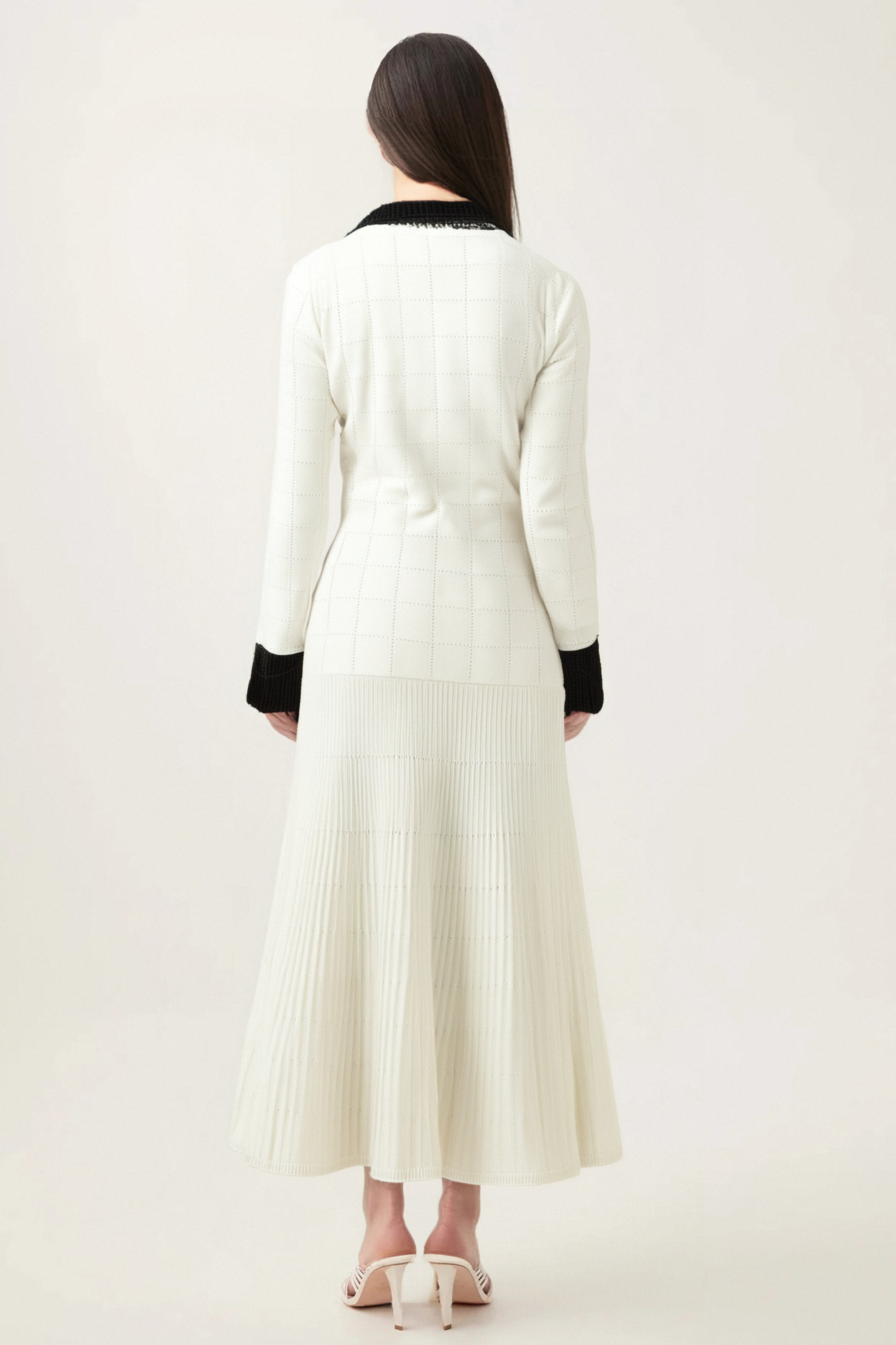 Cécilie Contrast Trim Knitted Shirt Dress for Women - Elegant Casual & Office Wear - Perfect for Fall & Winter Outfits