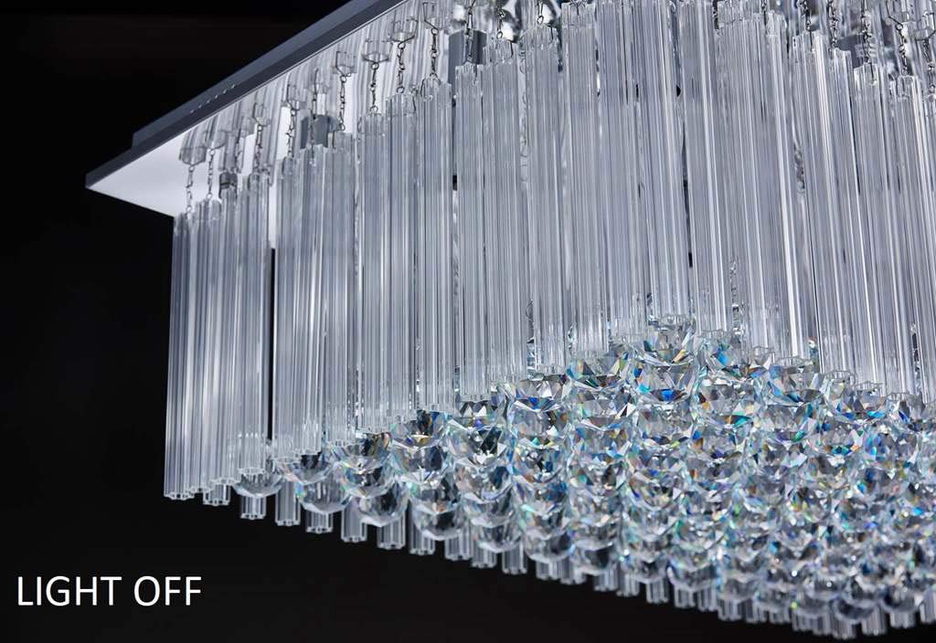 Saint Mossi 12-Lights Modern Crystal Chandelier - K9 Crystal Flush Mount Ceiling Light Fixture with Raindrop Design for Bedroom, Dining Room & Living Room (32