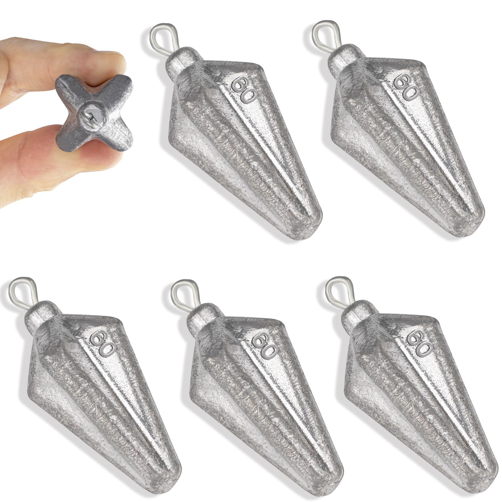 THKFISH Fishing Weights Sinkers - 2-5oz Bank & Saltwater Fishing Sinkers for Surf, Casting, and Worm Fishing | Durable Four Corner Sinker Weights for Freshwater & Ocean Fishing