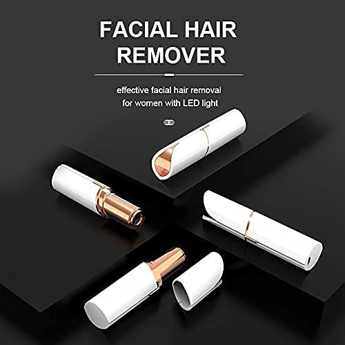 USB Rechargeable Facial Hair Epilator for Women - Painless Hair Remover for Face, Chin, Cheeks & Eyebrows - Portable Lipstick-Shaped Design - Perfect for Travel, Home Use & Quick Touch-Ups