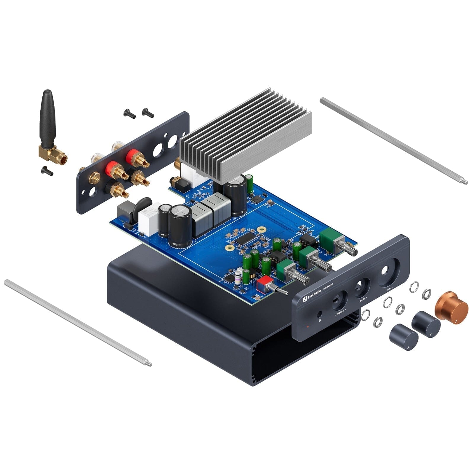 Fosi Audio BT20A Pro TPA3255 Bluetooth 5.0 Stereo Power Amplifier - 300Wx2 Hi-Fi Audio System for Home Theater, Speakers, Subwoofer - Perfect for Living Room, Gaming & Music Listening
