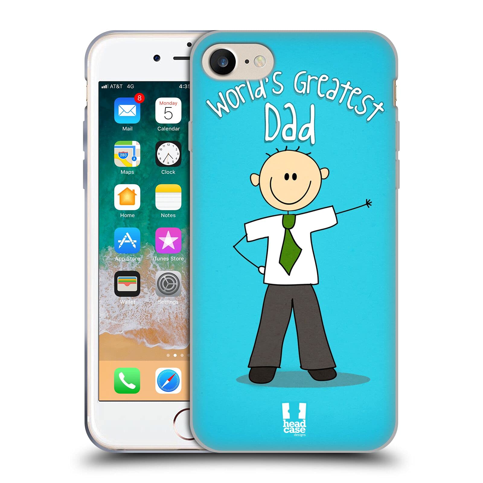 Head Case Designs Worlds Greatest Dad & Family Soft Gel Case for Apple iPhone 7/8/SE 2020 & 2022 - Perfect Gift for Father's Day & Family Gatherings
