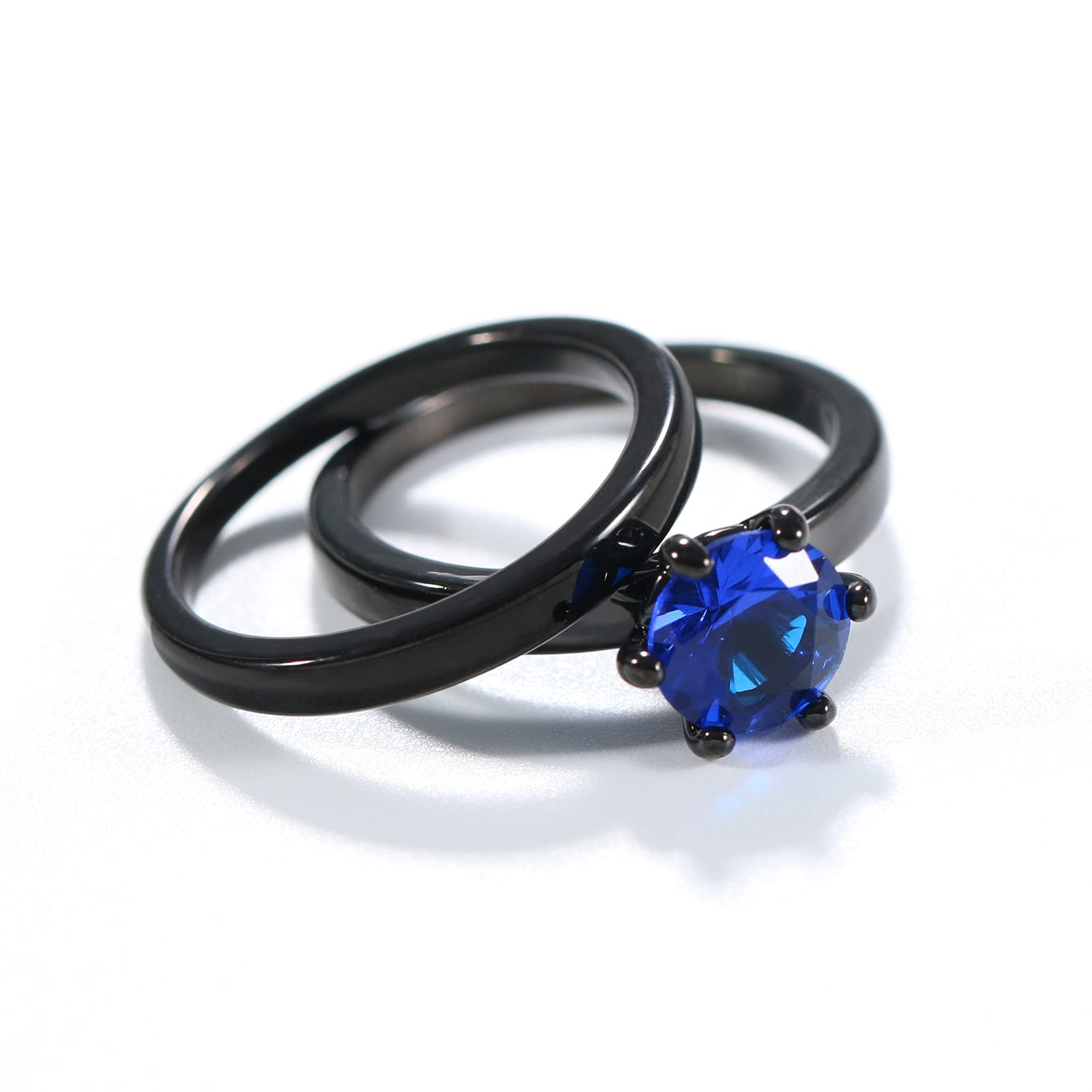 MASHAN His and Hers Wedding Rings Set - Matching Couple Bands for Men & Women - Blue and Black Tungsten Wedding Rings - Perfect for Anniversaries, Engagements, and Romantic Gifts