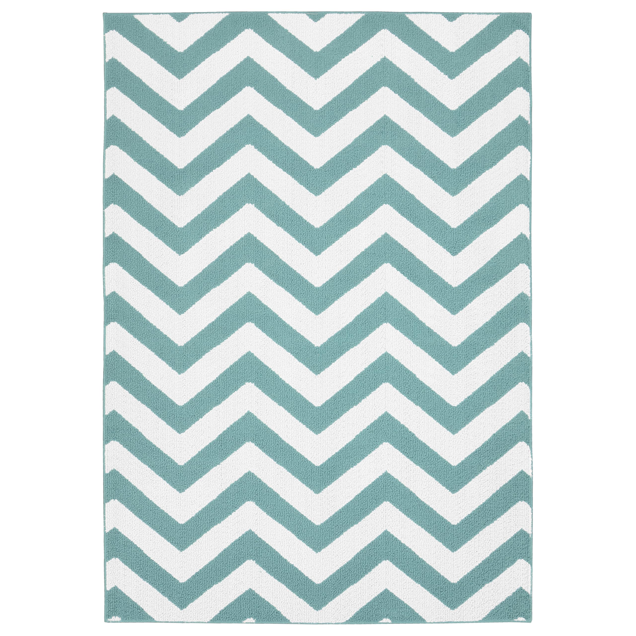 Garland Rug Chevron Area Rug 5x8 Feet - Teal and White Modern Geometric Design - Perfect for Living Room, Bedroom, or Office Decor