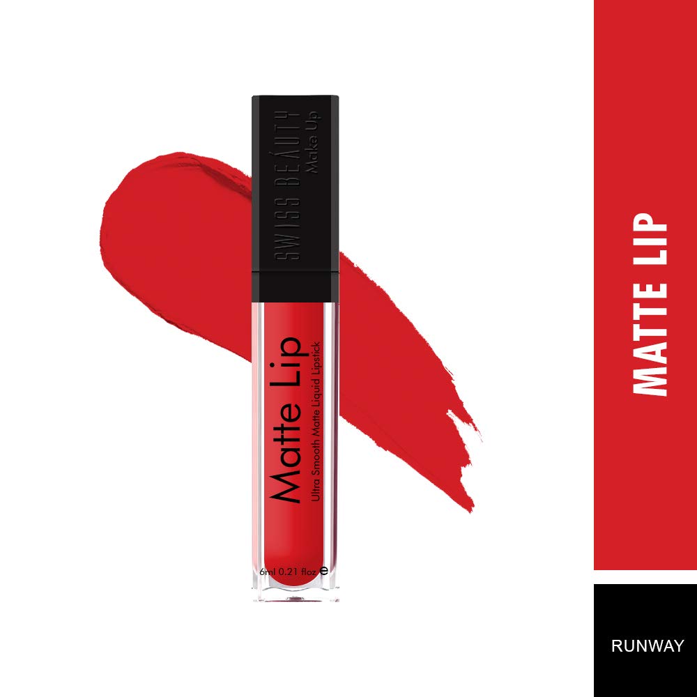 Swiss Beauty Ultra Smooth Matte Liquid Lipstick - Long Lasting, Weightless, Silky Matte Finish (Shade: Runway, 6ml) for Everyday Wear, Parties & Special Occasions