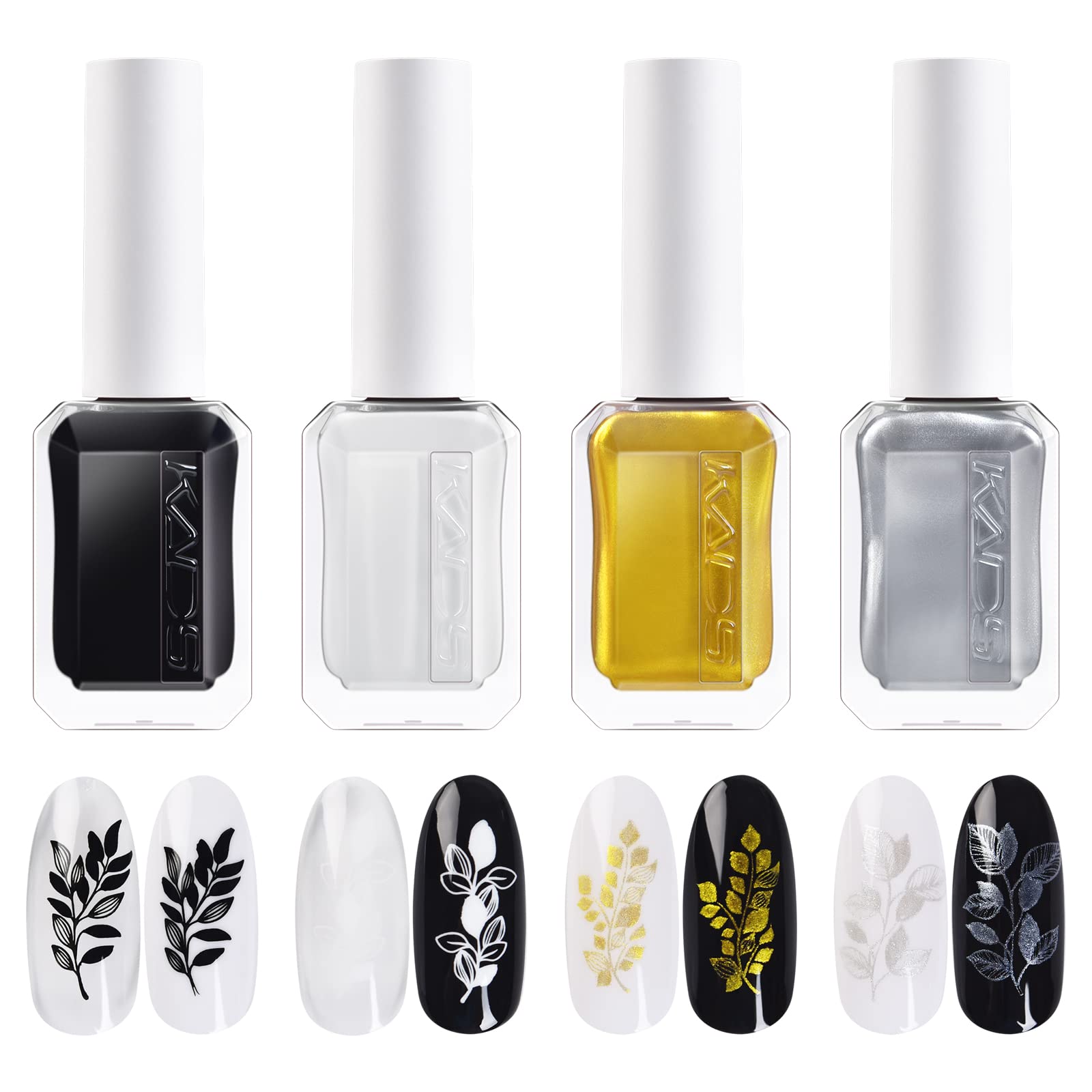 4 Colors 10ml Nail Polish Set - Gold Silver Metallic Jelly Nail Lacquer for Nail Art Design | Long Lasting Pigment Polish for Manicure, Pedicure & DIY Nail Art (Perfect for Parties, Weddings & Special Occasions)