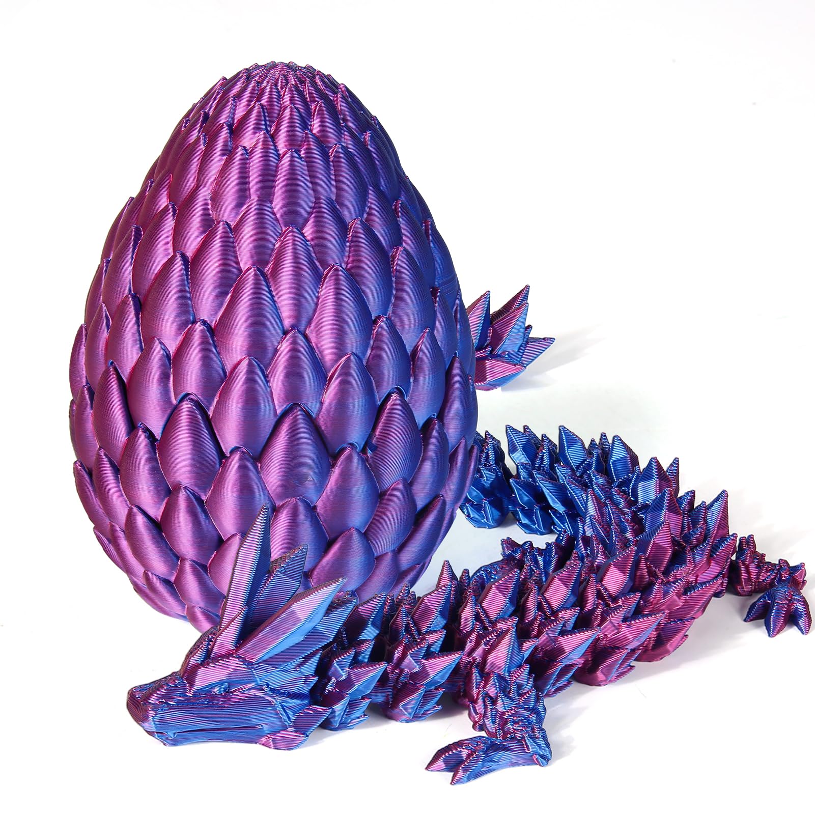 3D Printed Articulated Dragon Easter Egg Toy - Flexible Joint Gradient Blue-Violet Dragon in Egg - Creative Desk Decor & Gift for Kids Boys Girls - Perfect for Easter Gifts, Fantasy Play & Office Desk Decoration