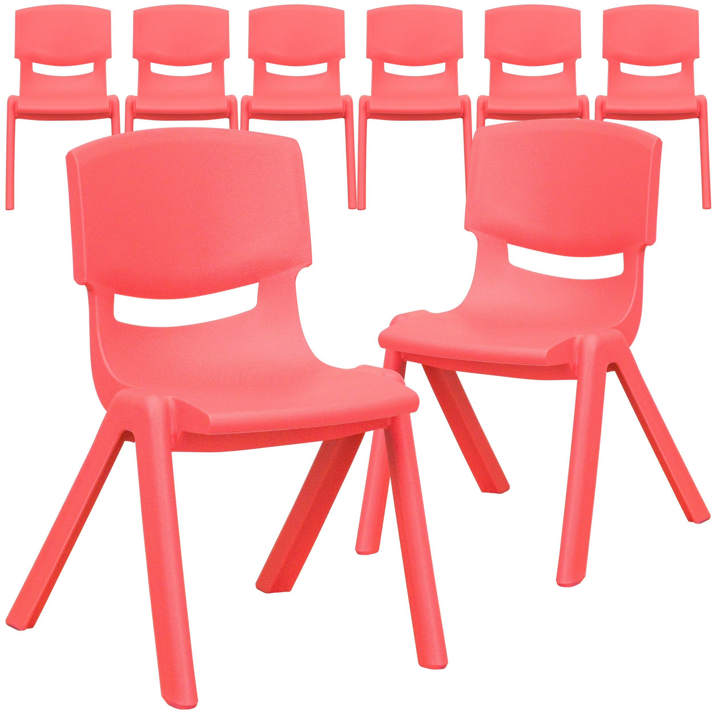 Flash Furniture Whitney 8-Pack Red Plastic Stackable School Chairs - 12