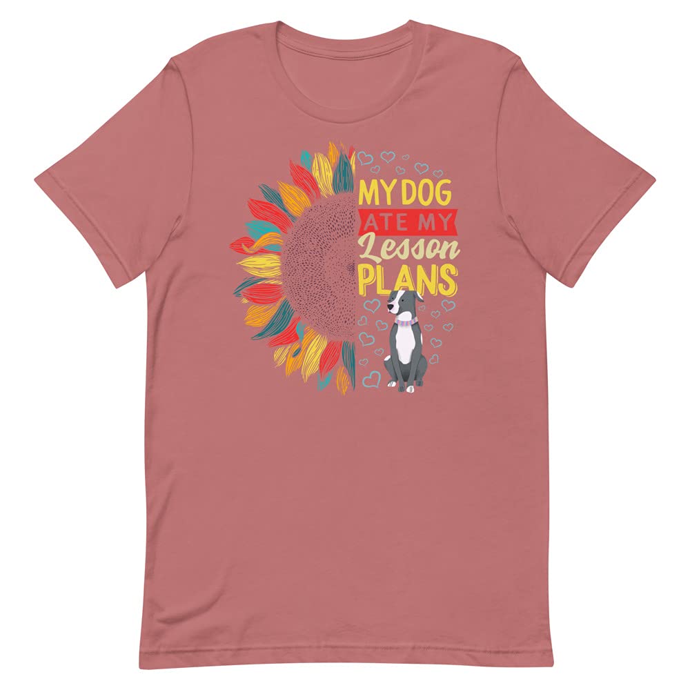 Funny Teacher T-Shirt - My Dog Ate My Lesson Plan Shirt - Perfect Back to School Gift for Educators - Great for Classroom, Teacher Appreciation Week & Casual Wear