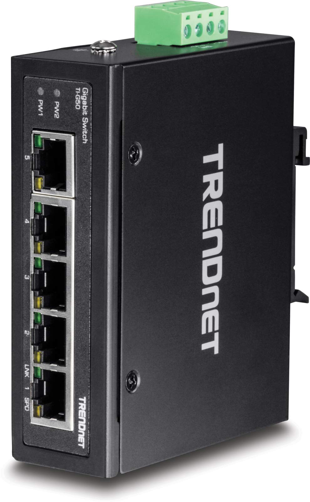 TRENDnet 5-Port Industrial Gigabit DIN-Rail Switch with 10Gbps Capacity & IP30 Rating (-40°F to 167°F) + 60W DIN-Rail Power Supply - Ideal for Factory Automation, Smart Grids & Harsh Industrial Environments