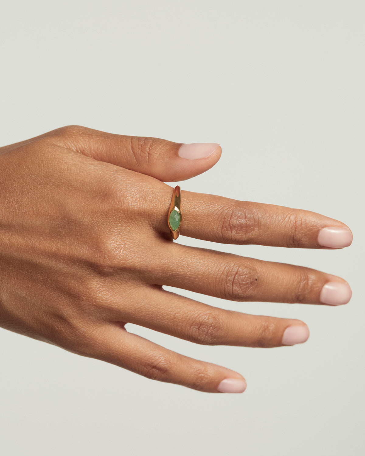 Green Aventurine Nomad Stamp Ring for Women | Handmade Boho Jewelry | Spiritual Healing Crystal Ring | Perfect for Yoga, Meditation & Travel Accessories