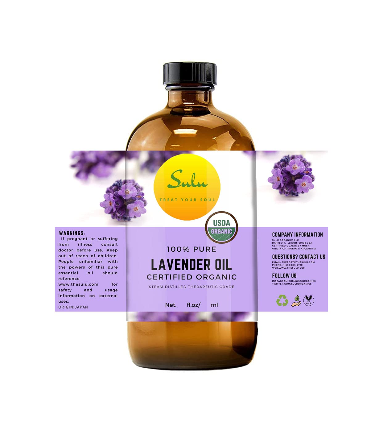 100% Pure Certified Organic Lavender Essential Oil - 8 fl.oz (236ml) for Aromatherapy, Relaxation & Skin Care | Natural Stress Relief & Sleep Aid | Diffuser, Massage & DIY Beauty Recipes