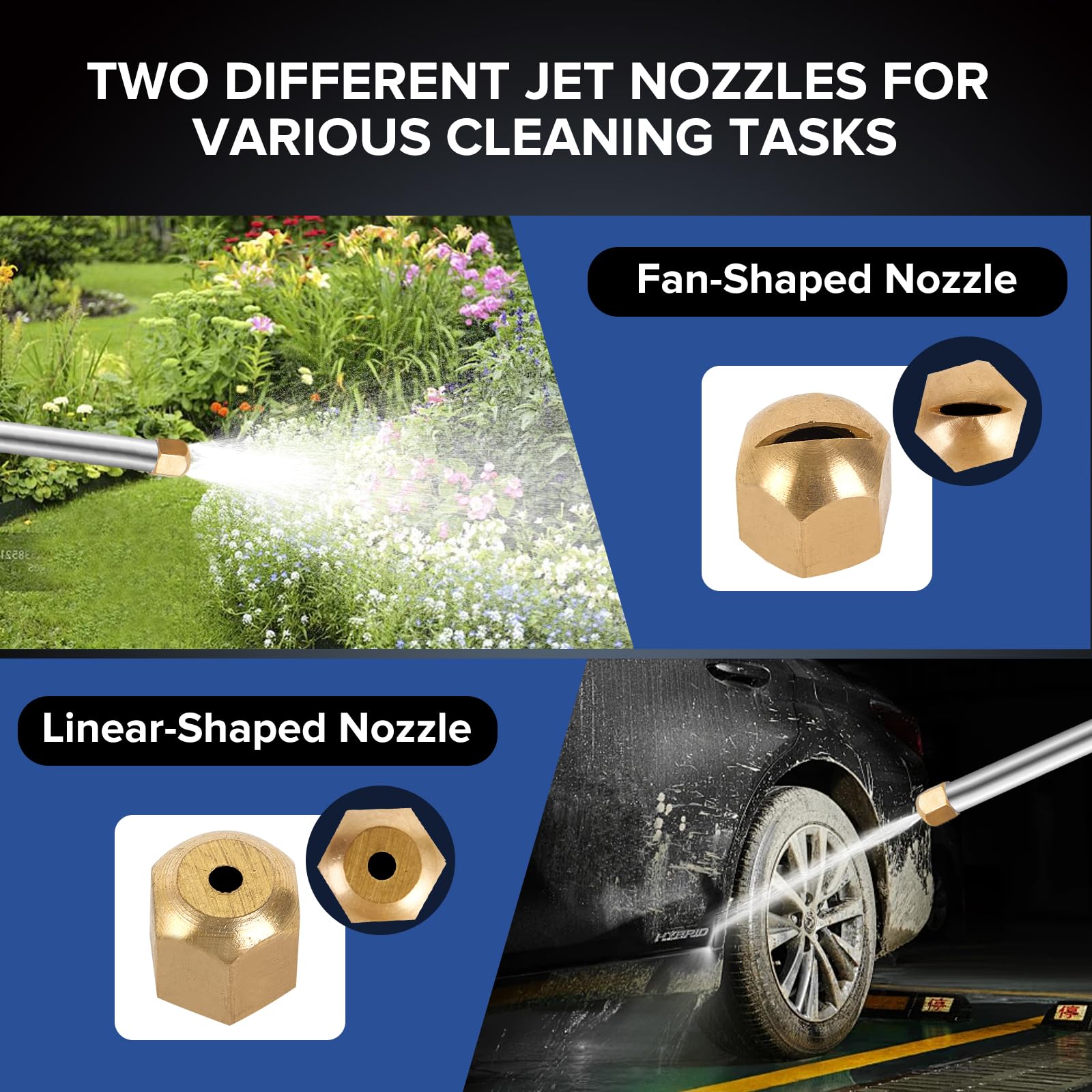 Upgraded High Pressure Power Washer Wand with 2 Nozzle Tips - Heavy Duty Garden Hose Attachment for Car Washing, Patio Cleaning & Outdoor Irrigation - Includes Bonus Cleaning Gloves (Perfect for Driveway, Deck & Vehicle Maintenance)
