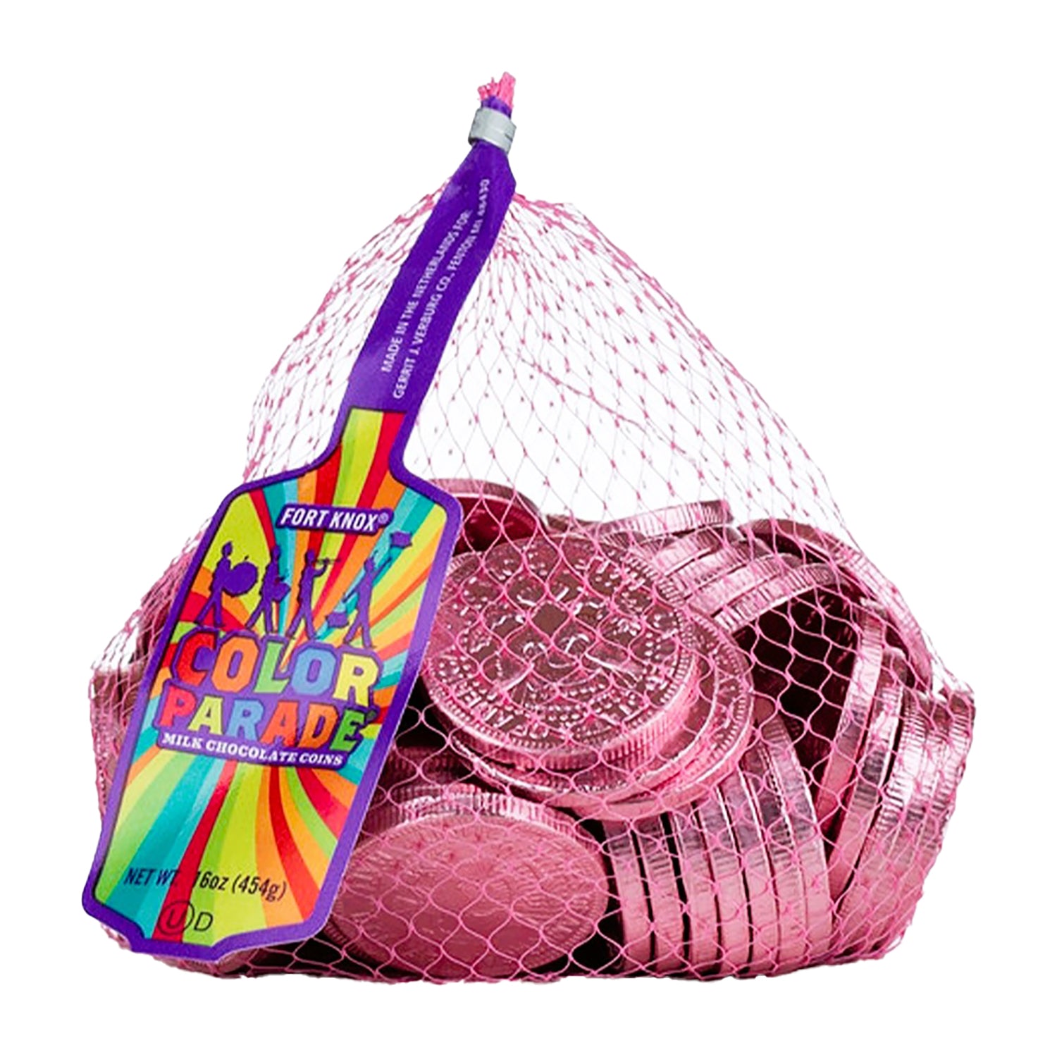 Fort Knox Chocolate Coins (1.5 oz) Pink - 1 Pound Bulk Bag | Gold Foil Wrapped Candy for Parties, Holidays & Gifts