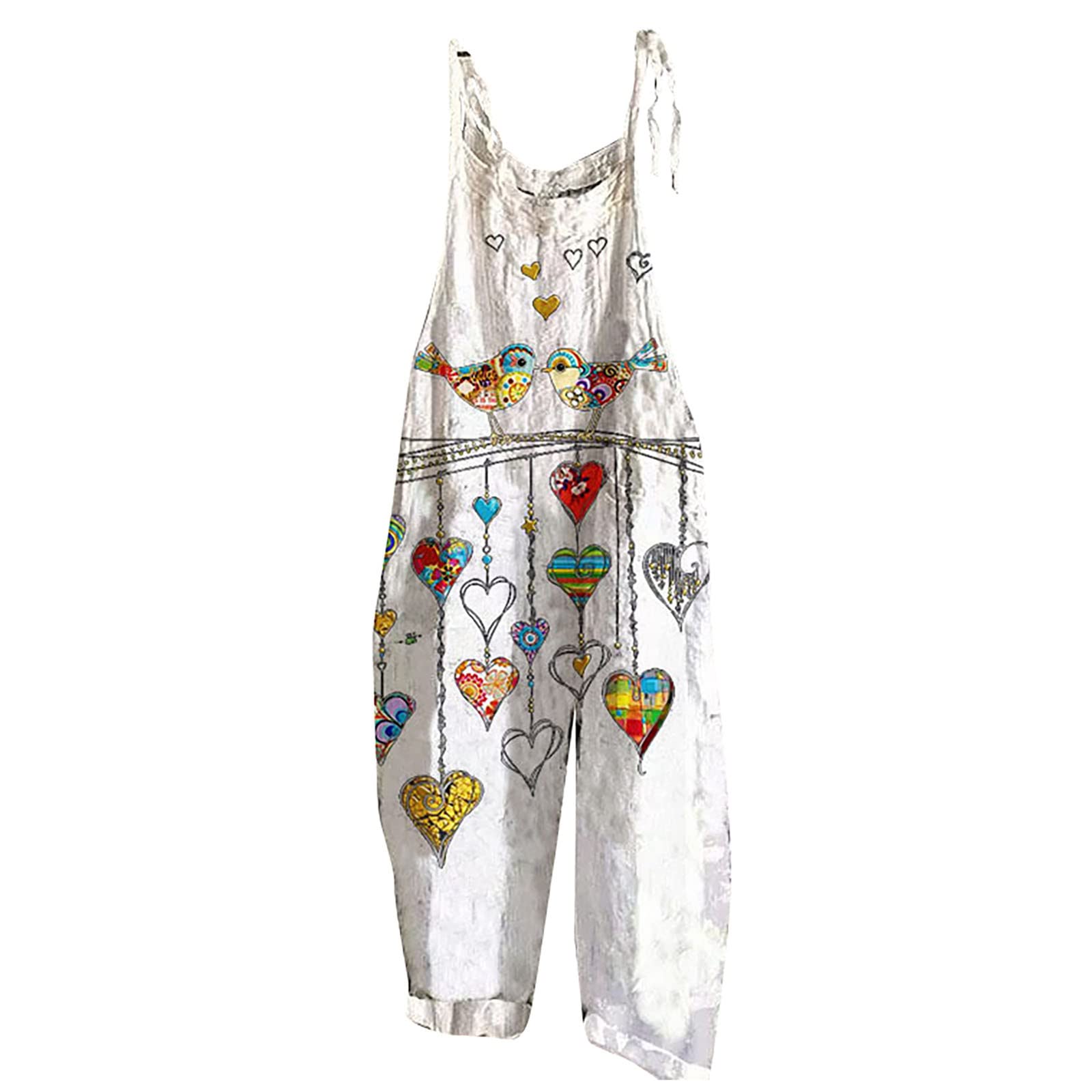 Women's Cotton Floral Cami Jumpsuit - Sleeveless Spaghetti Strap Tie Front Romper for Summer | Casual Slim Fit Outfit for Beach, Vacation & Outdoor Activities