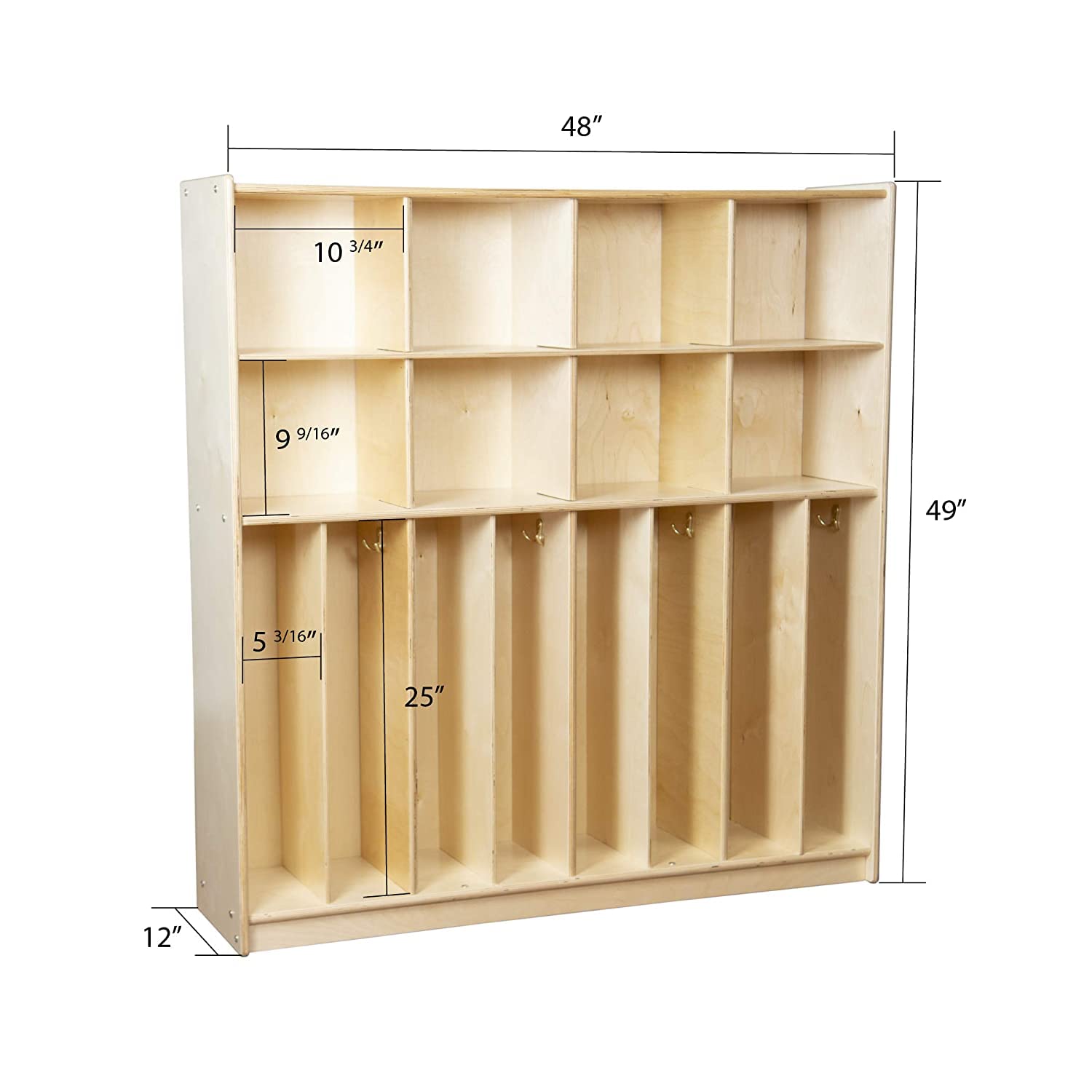 Contender 8-Section Locker Organizer Shelf - Small Locker Storage, Classroom Coat Rack & Indoor Mailbox Organizer - Montessori Toddler Shoe Storage - Fully Assembled - Perfect for Schools, Dorms & Home Organization