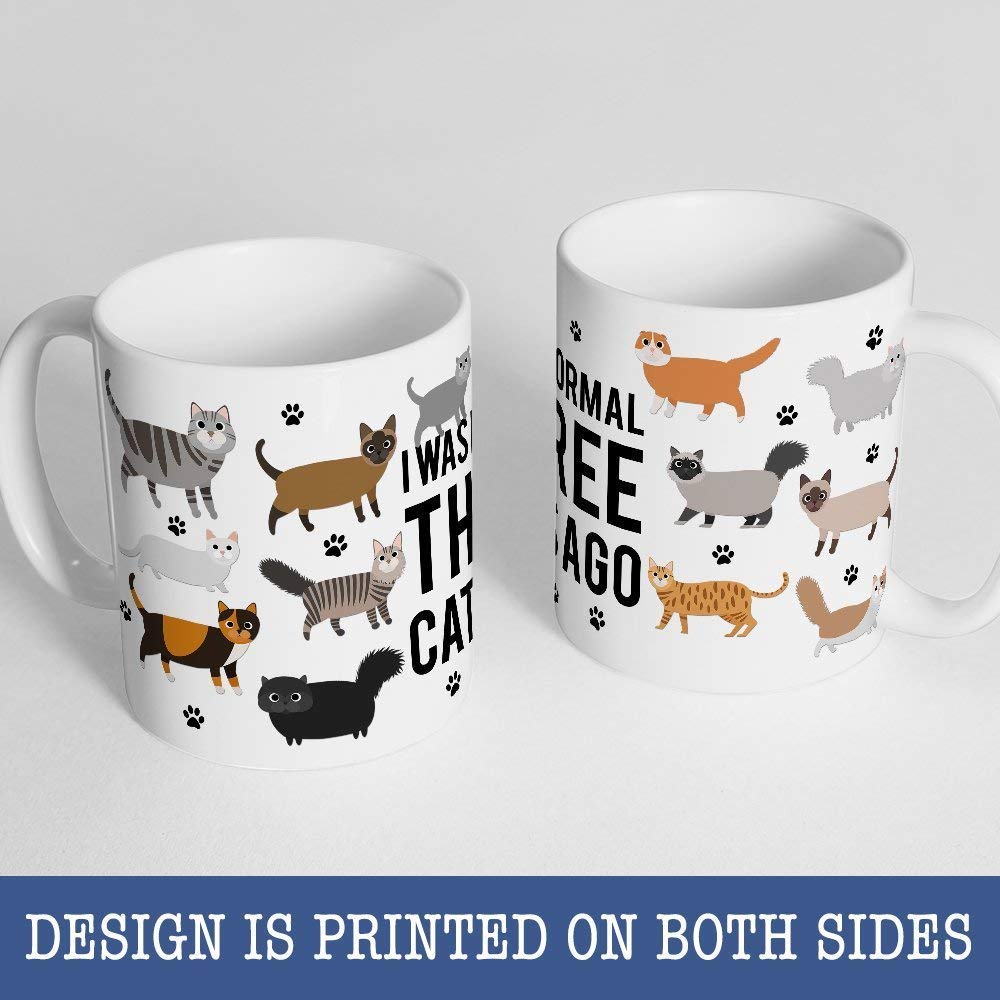 Funny Cat Lover Coffee Mug - 'I Was Normal Three Cats Ago' Ceramic Cup, Microwave & Dishwasher Safe - Perfect Gift for Cat Owners, Office Humor & Coffee Break Laughs