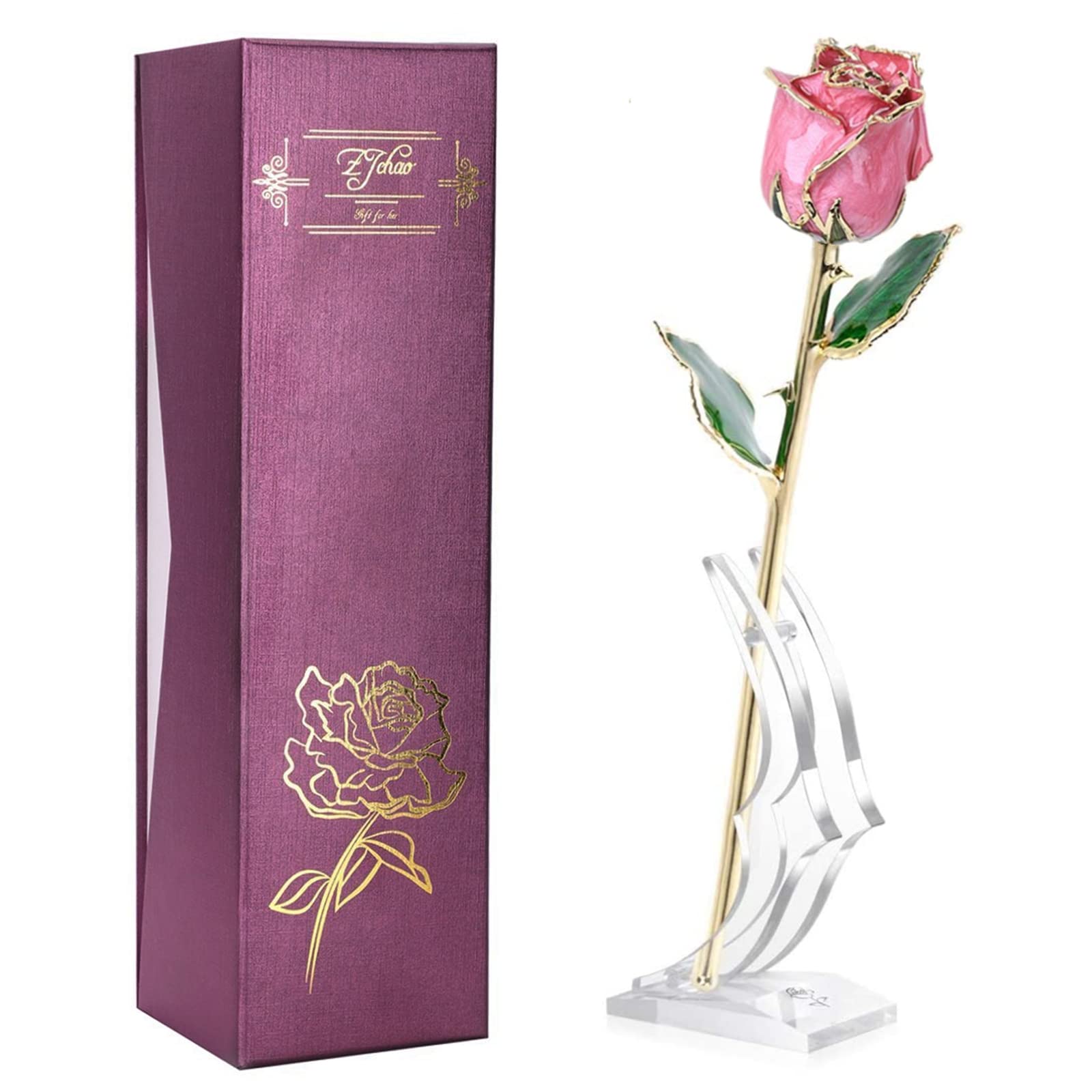 24K Gold Dipped Real Preserved Rose - Eternal Flower Gift for Women, Wife, Mom, Grandma | Perfect for Valentine's Day, Anniversary, Christmas | Romantic Home Decor & Special Occasion Present